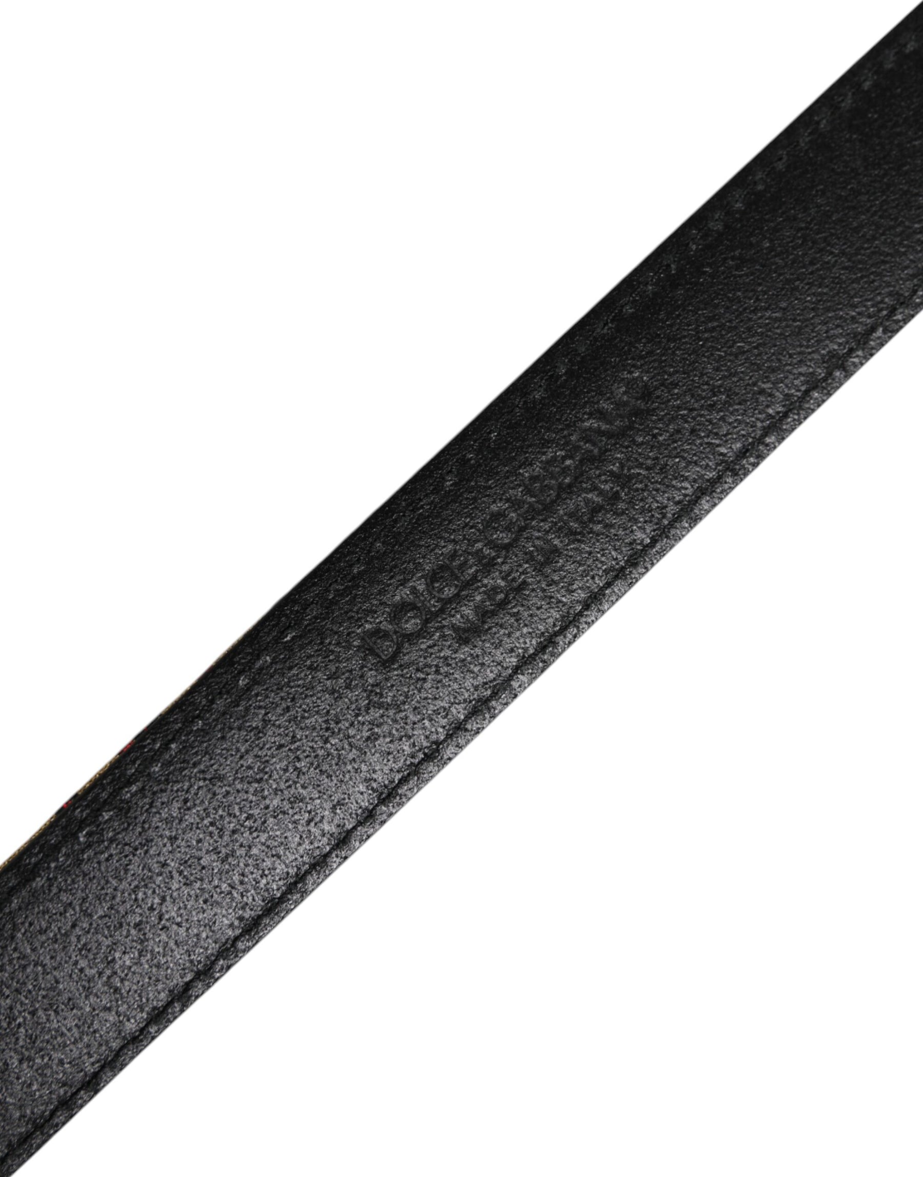 Dolce & Gabbana Gold Floral Jacquard Leather Metal Buckle Belt | Regal Royce