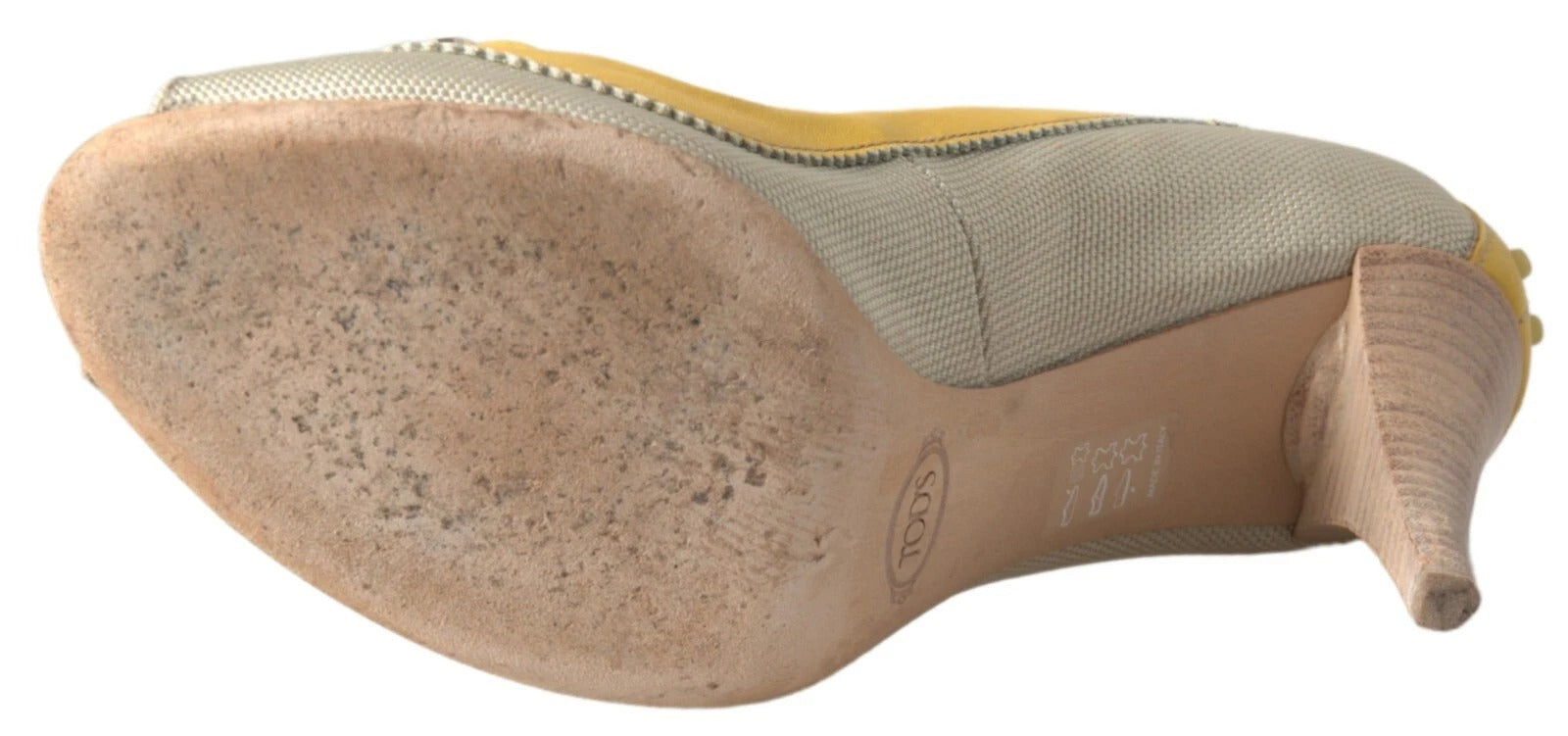 Tod's Yellow Off White Peep Toe Heels Pumps Shoes | Regal Royce