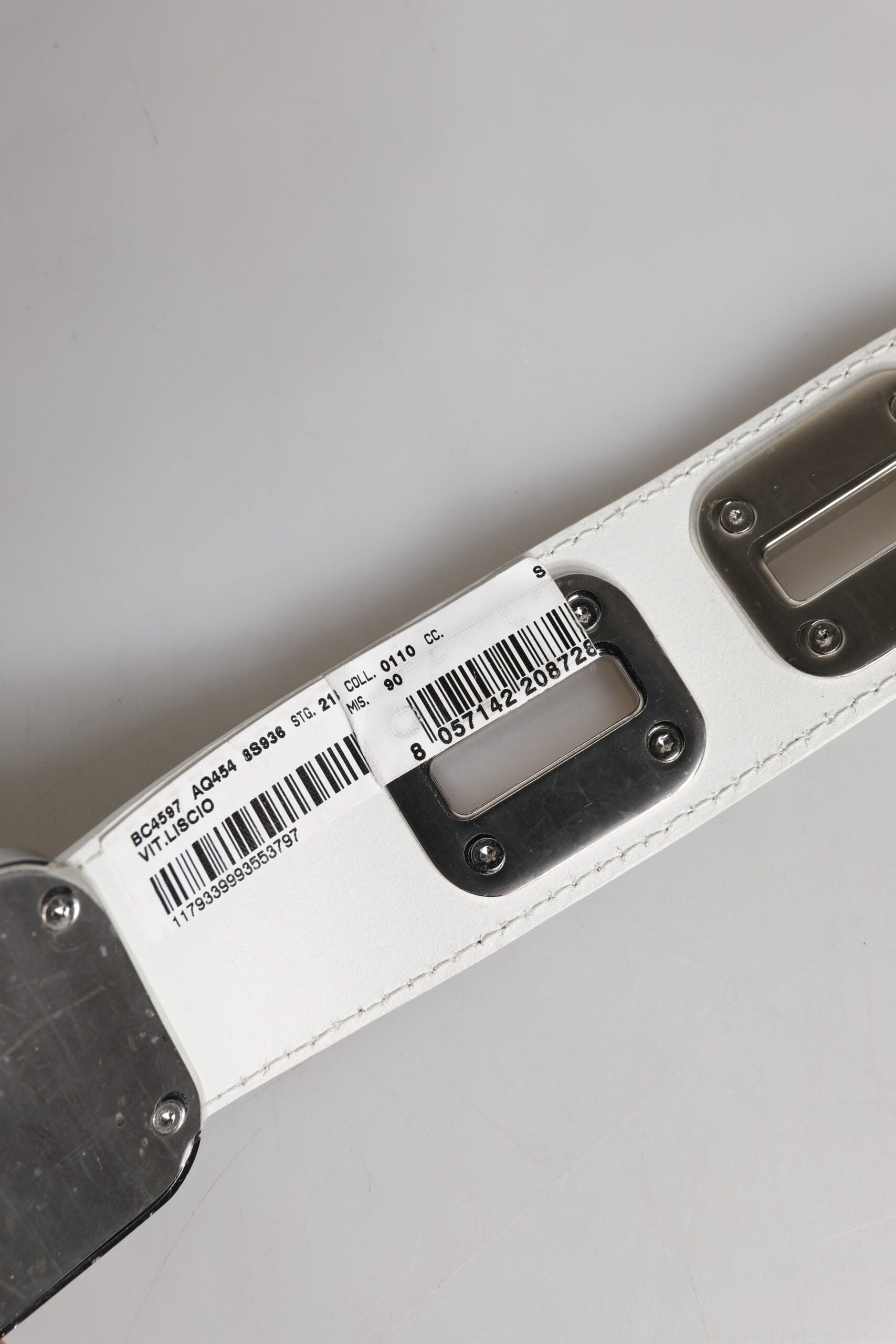 Dolce & Gabbana White Leather Gold Tone Rotating Buckle Belt | Regal Royce