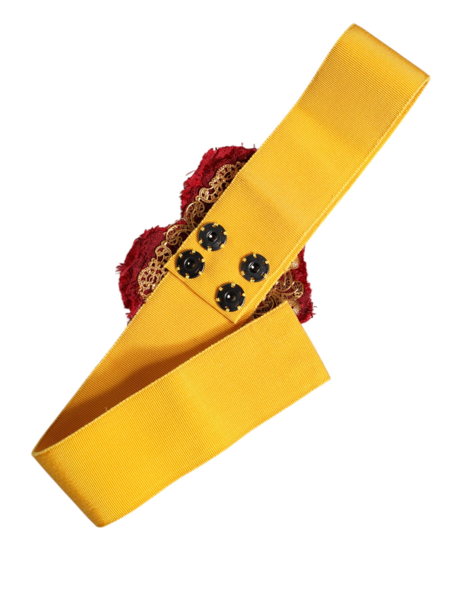Dolce & Gabbana Yellow Stretch Wide Waist Heart Embellished Belt | Regal Royce