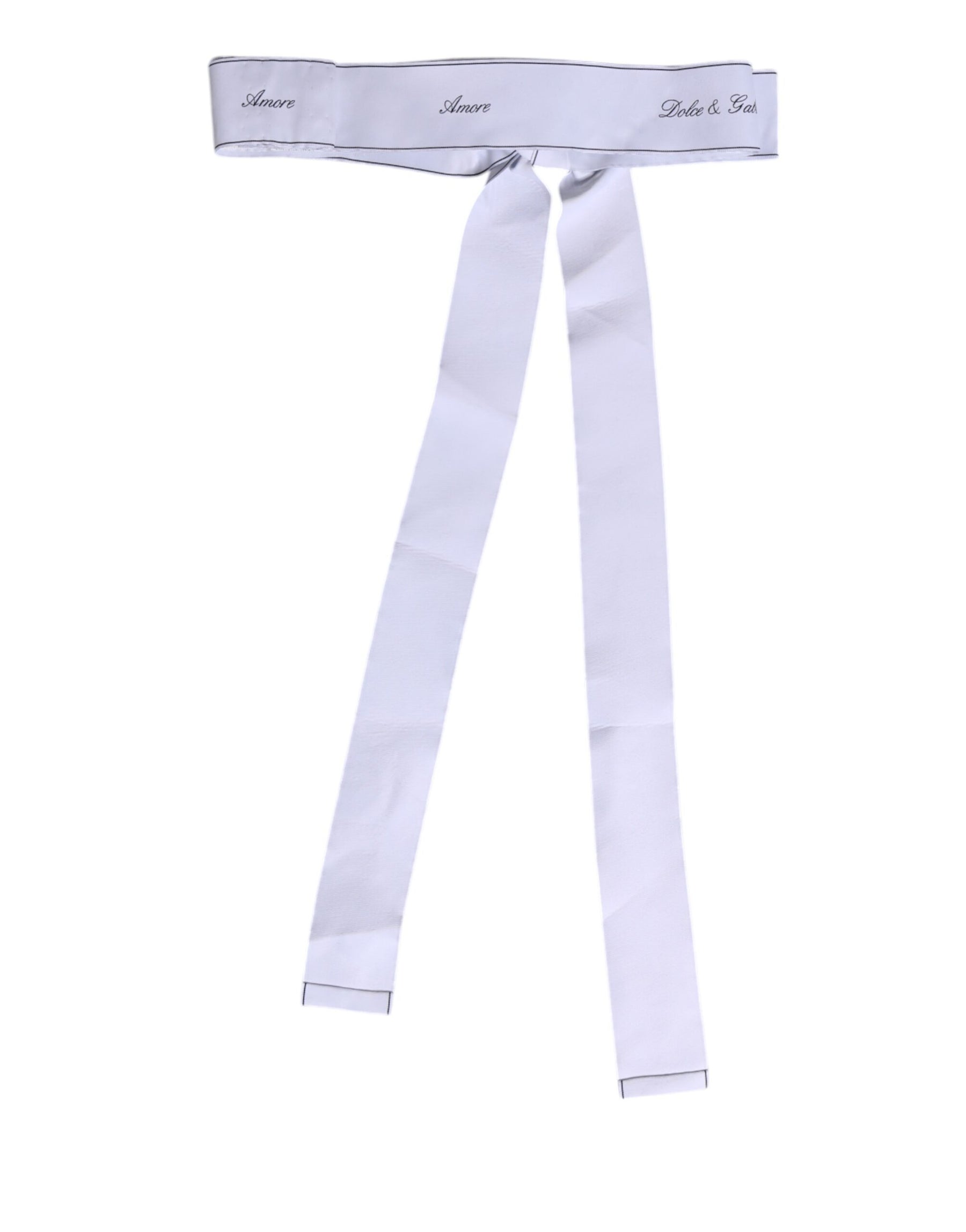 Dolce & Gabbana White Waist Ribbon Wide Bow Logo Belt | Regal Royce