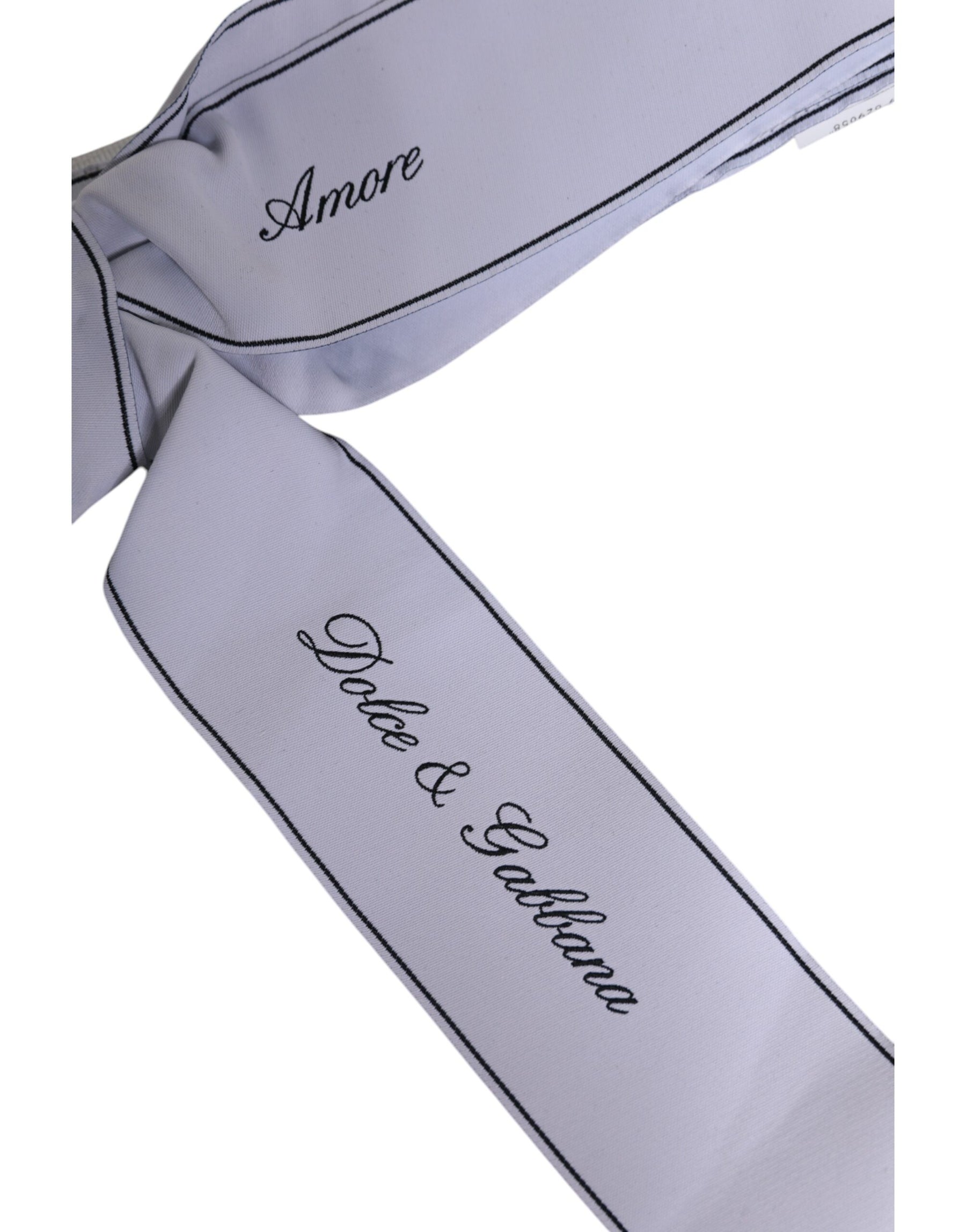 Dolce & Gabbana White Waist Ribbon Wide Bow Logo Belt | Regal Royce