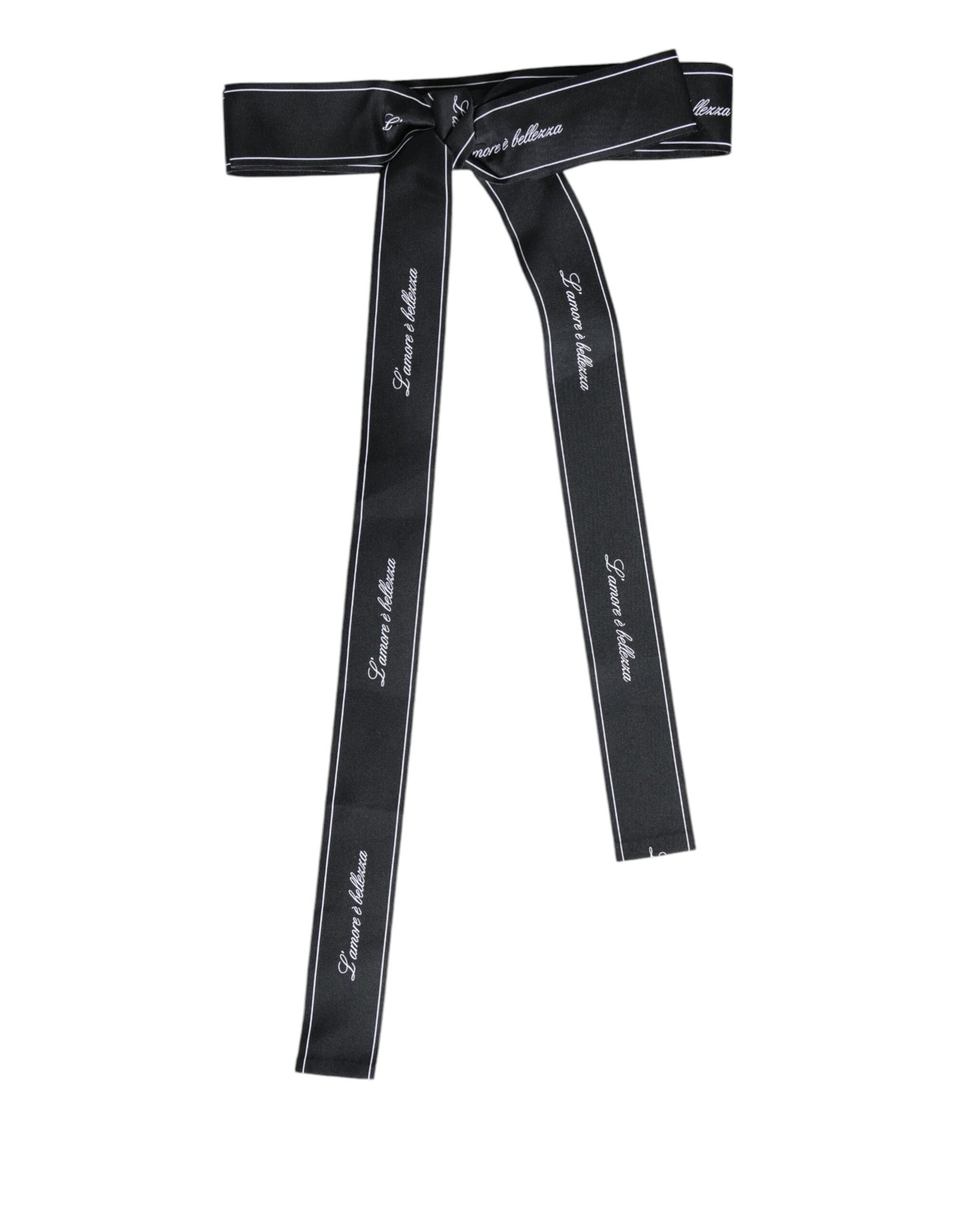 Dolce & Gabbana Black Waist Ribbon Wide Bow Logo Belt | Regal Royce
