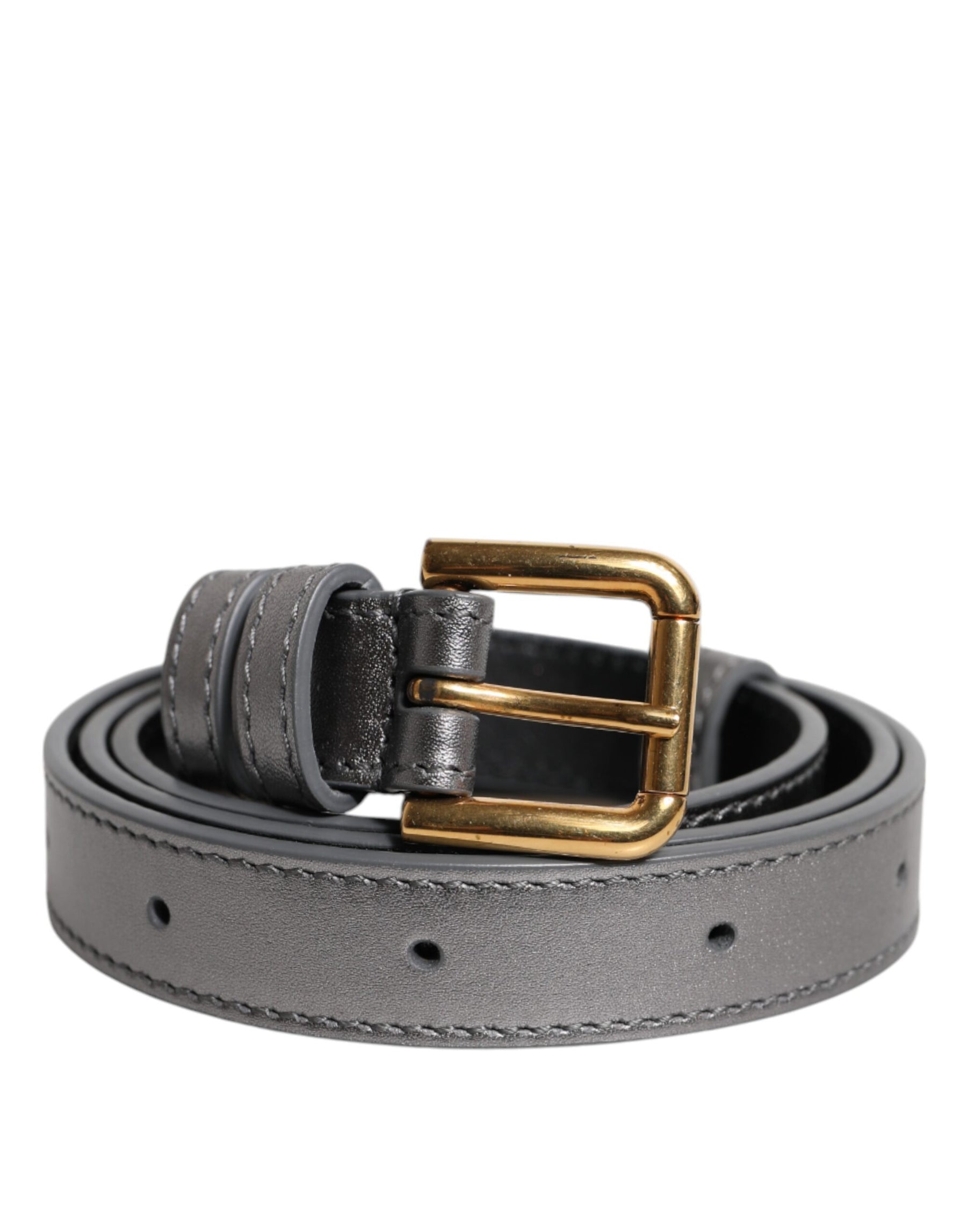 Dolce & Gabbana Silver Logo Engraved Metal Waist Buckle Belt | Regal Royce