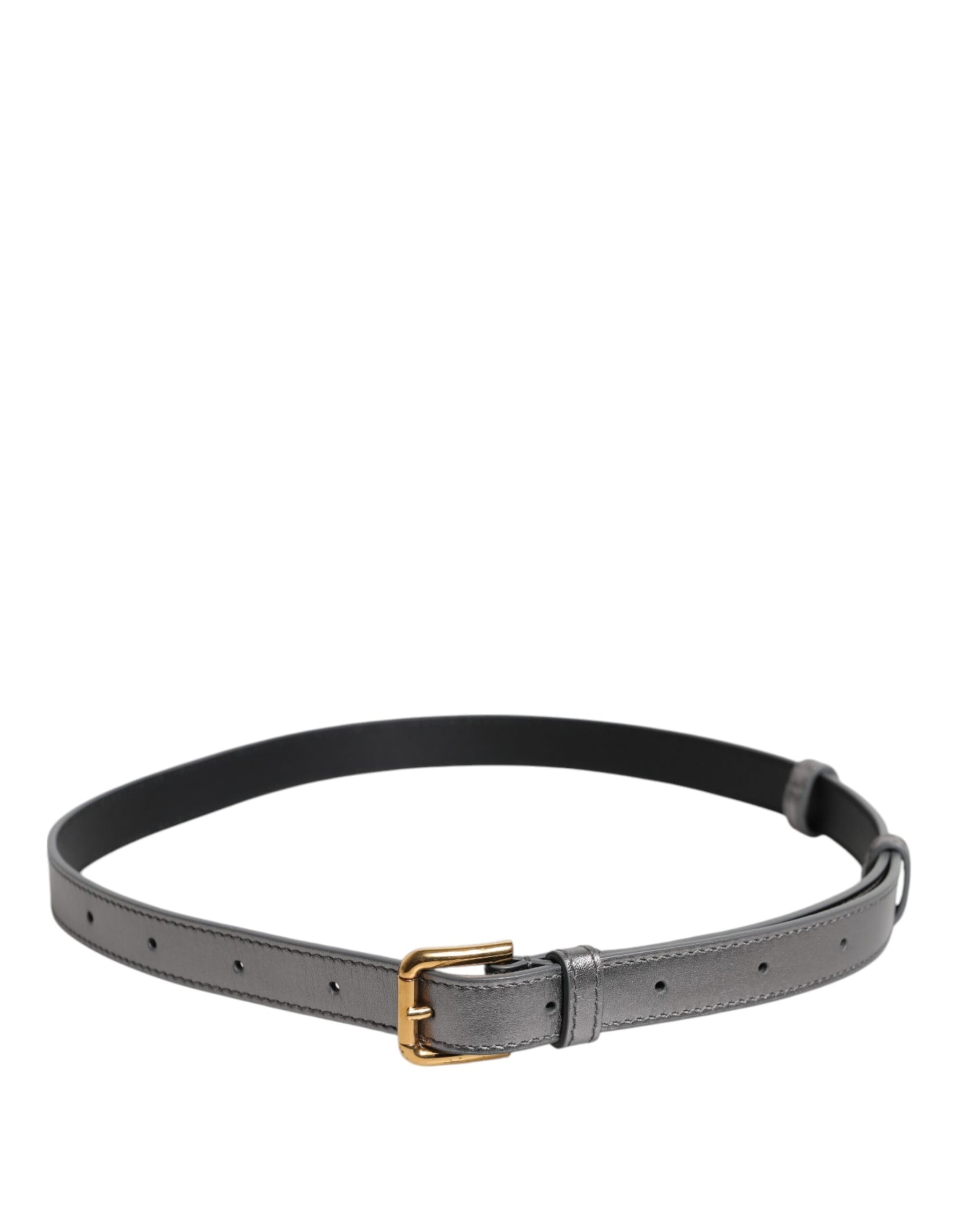 Dolce & Gabbana Silver Logo Engraved Metal Waist Buckle Belt | Regal Royce
