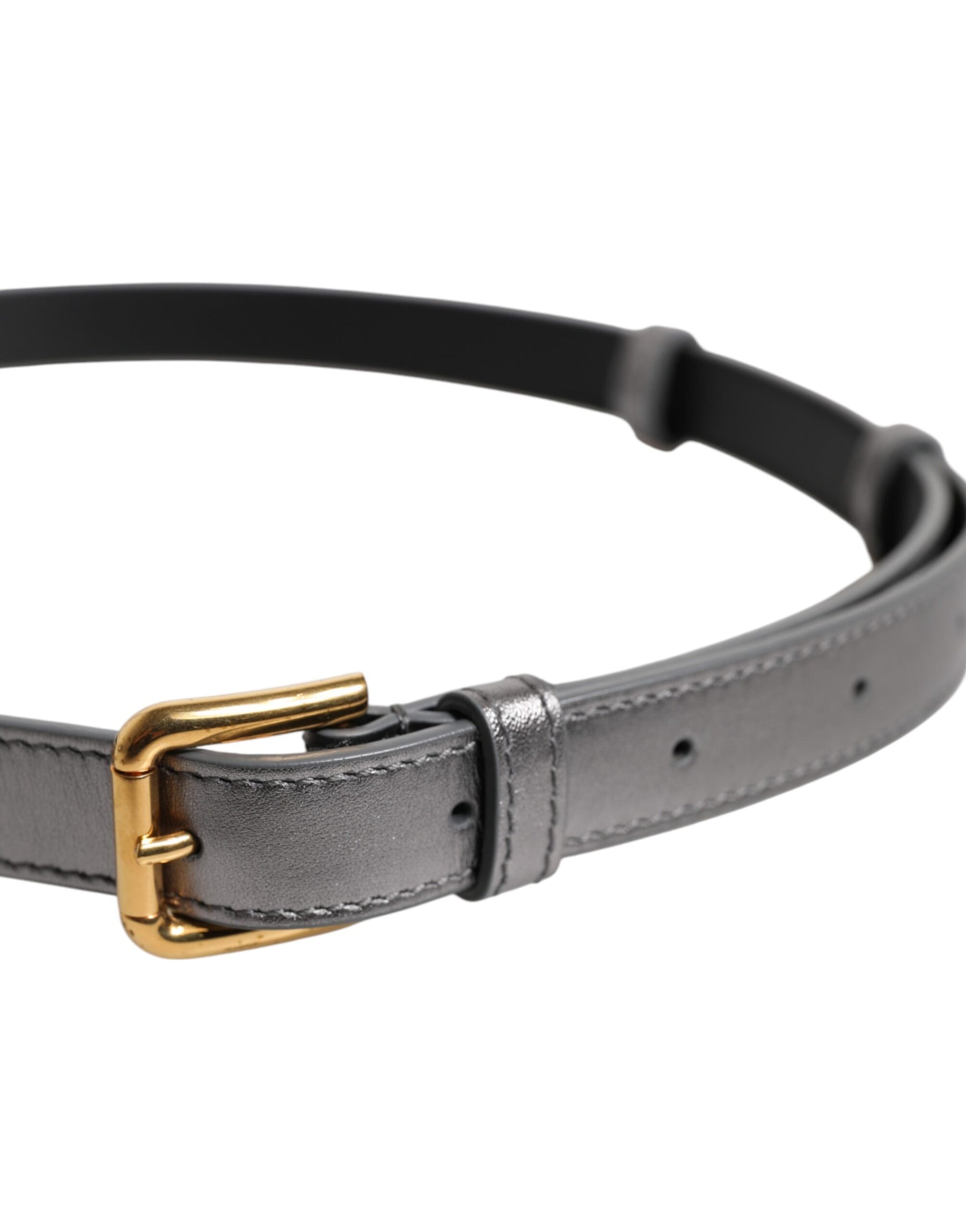 Dolce & Gabbana Silver Logo Engraved Metal Waist Buckle Belt | Regal Royce