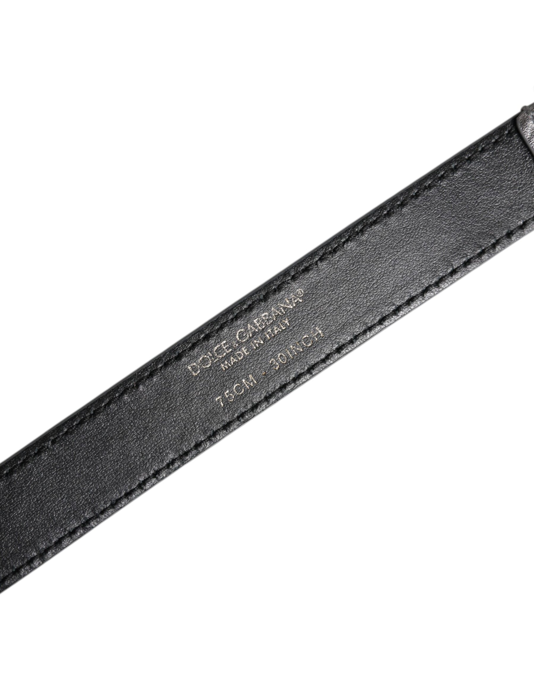 Dolce & Gabbana Silver Logo Engraved Metal Waist Buckle Belt | Regal Royce