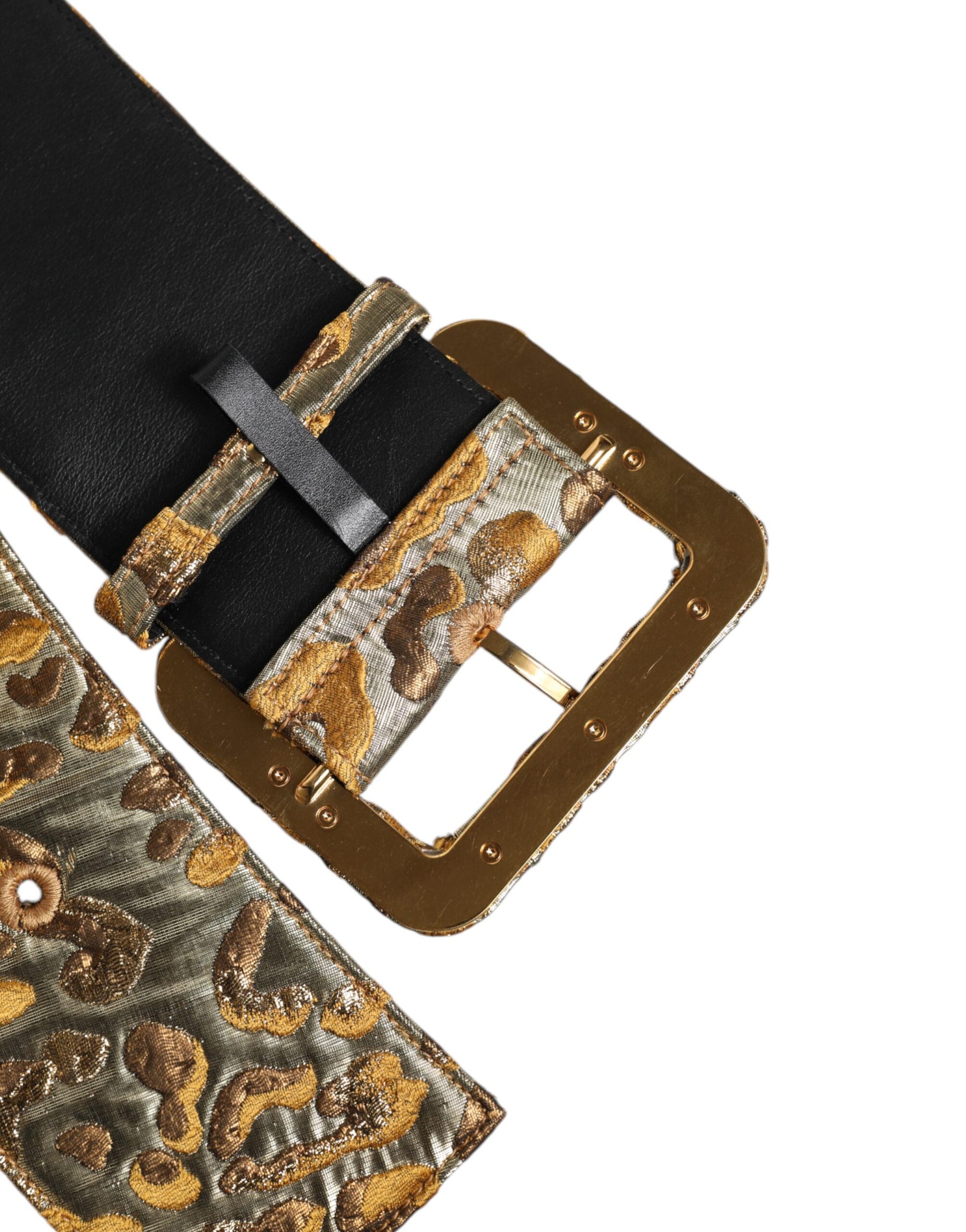 Dolce & Gabbana Gold Spotted Jacquard Fabric Wide Waist Belt | Regal Royce