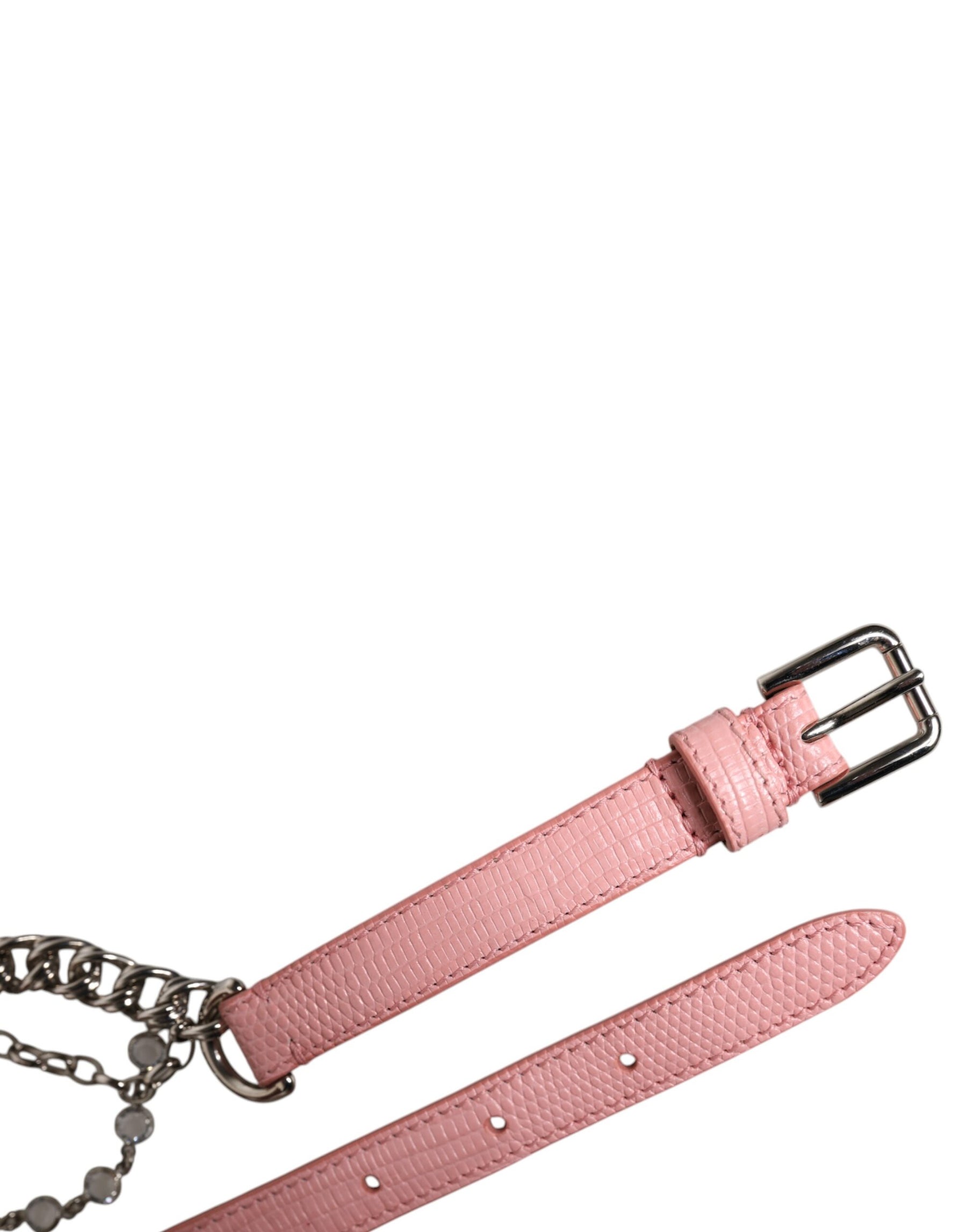 Dolce & Gabbana Pink Embelished Roses Textured Leather Belt | Regal Royce