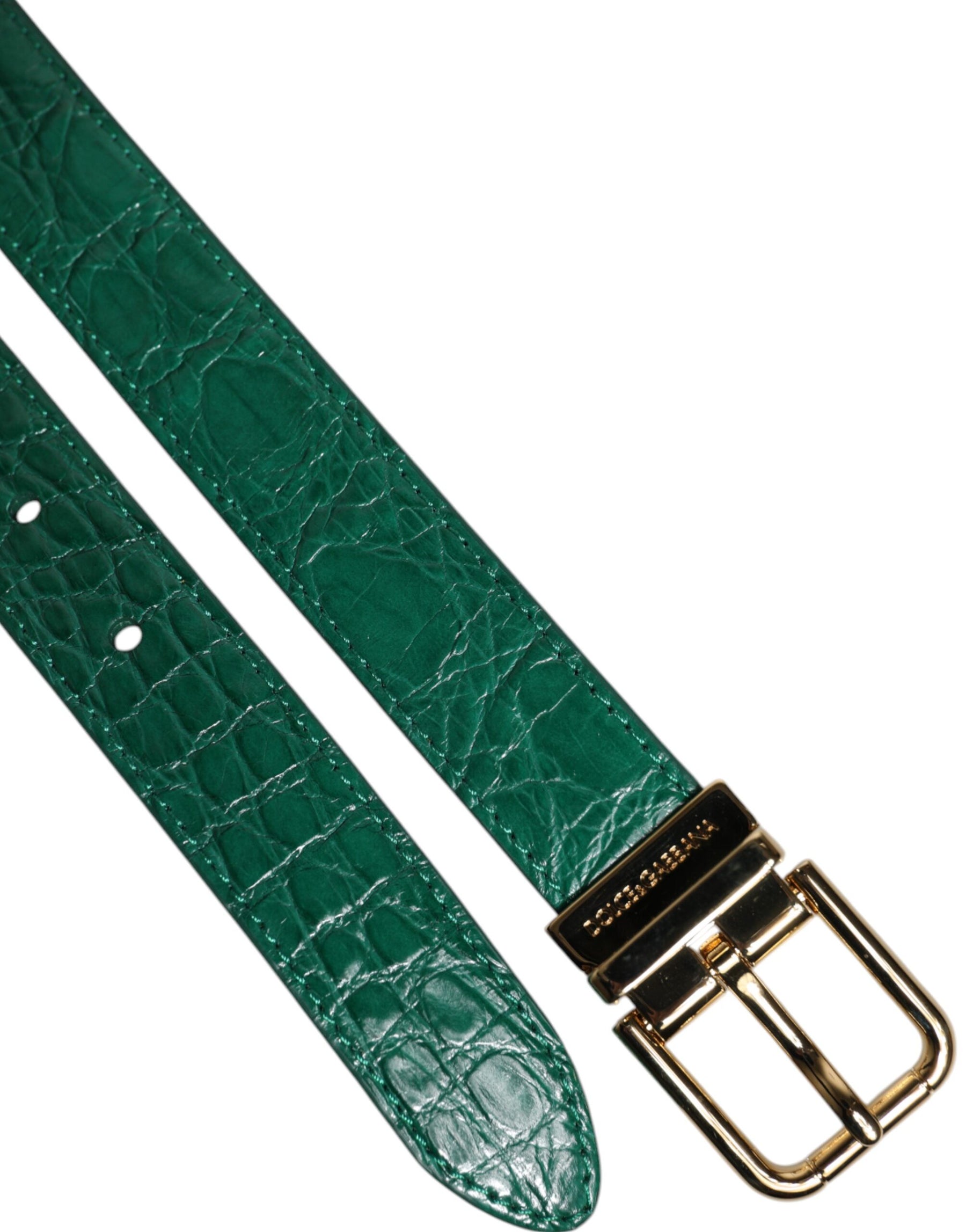 Dolce & Gabbana Green Leather Logo Metal Waist Buckle Belt | Regal Royce
