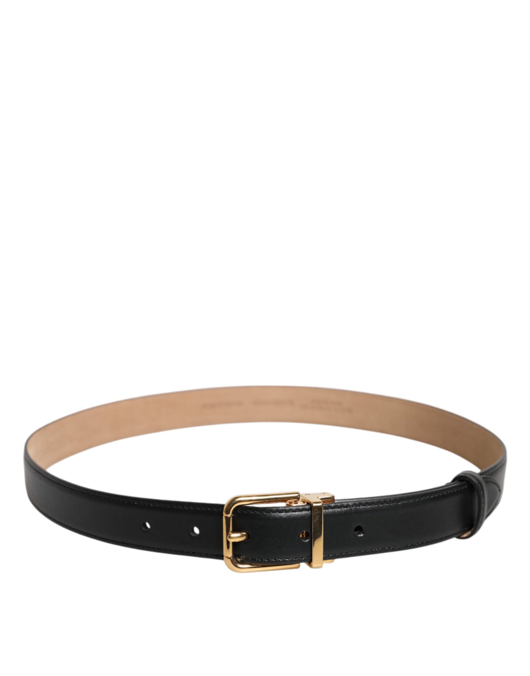 Dolce & Gabbana Black Leather Logo Metal Waist Buckle Belt | Regal Royce