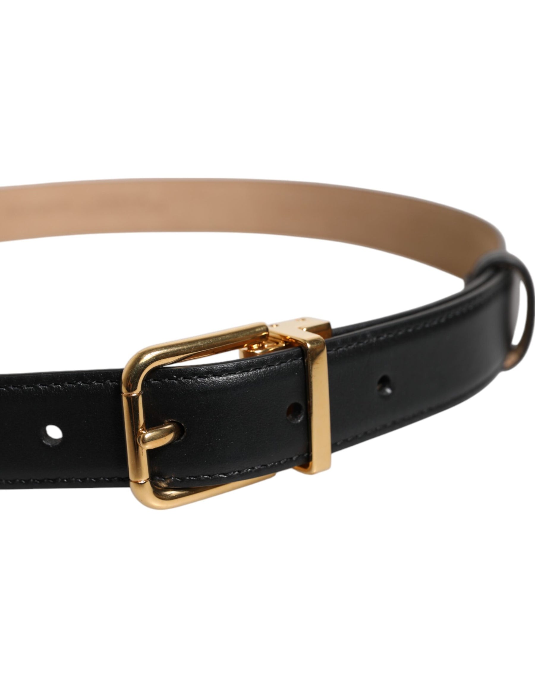 Dolce & Gabbana Black Leather Logo Metal Waist Buckle Belt | Regal Royce