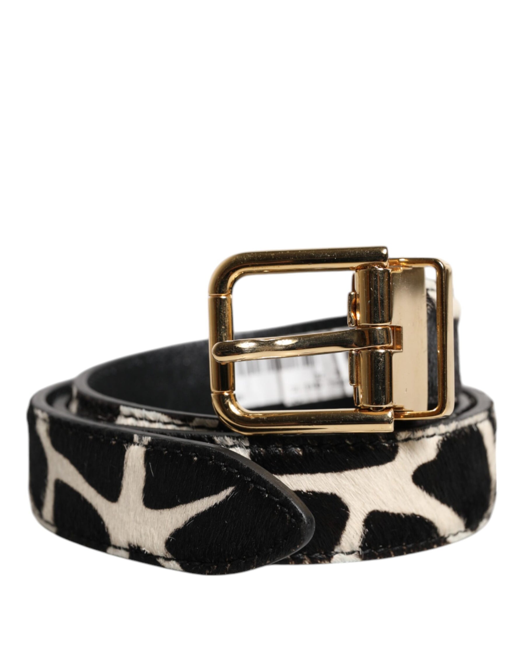 Dolce & Gabbana Brown White Pony Leather Metal Buckle Belt | Regal Royce