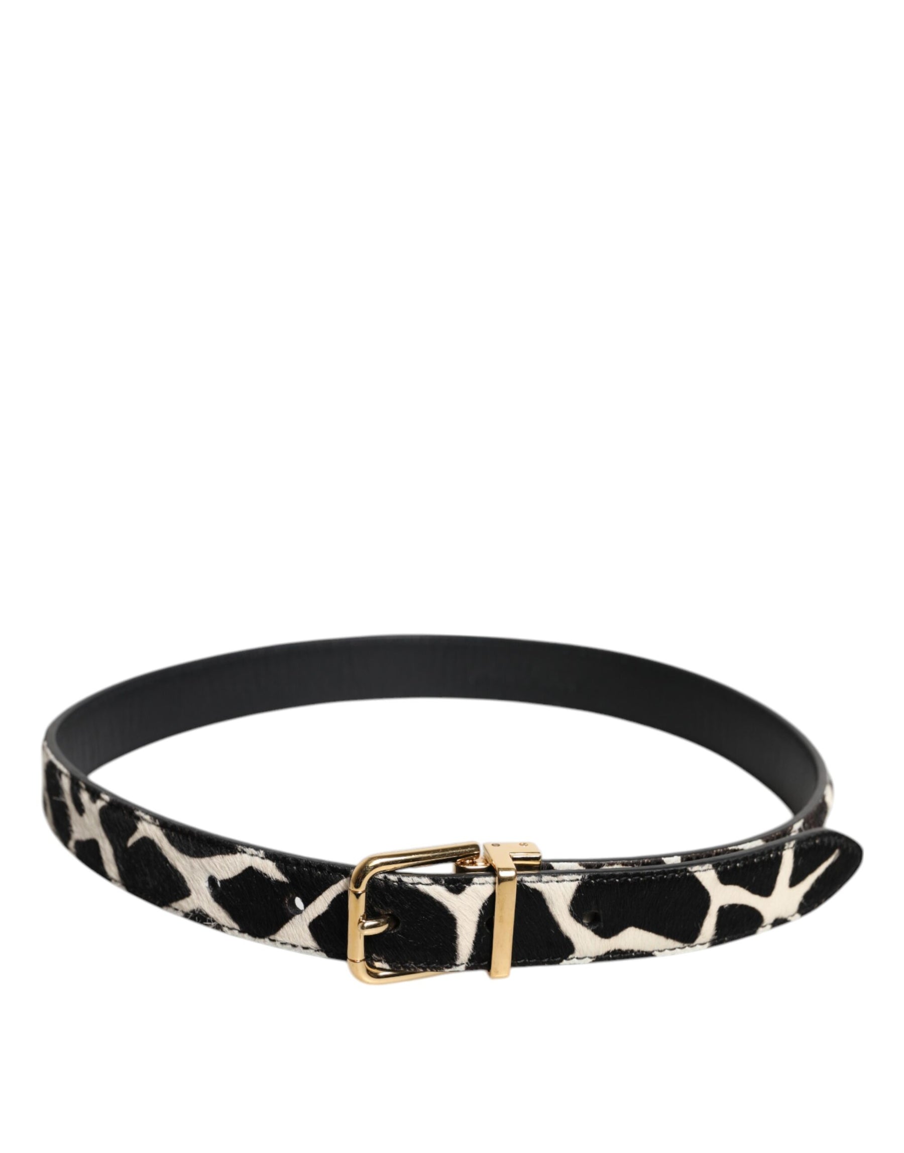 Dolce & Gabbana Brown White Pony Leather Metal Buckle Belt | Regal Royce