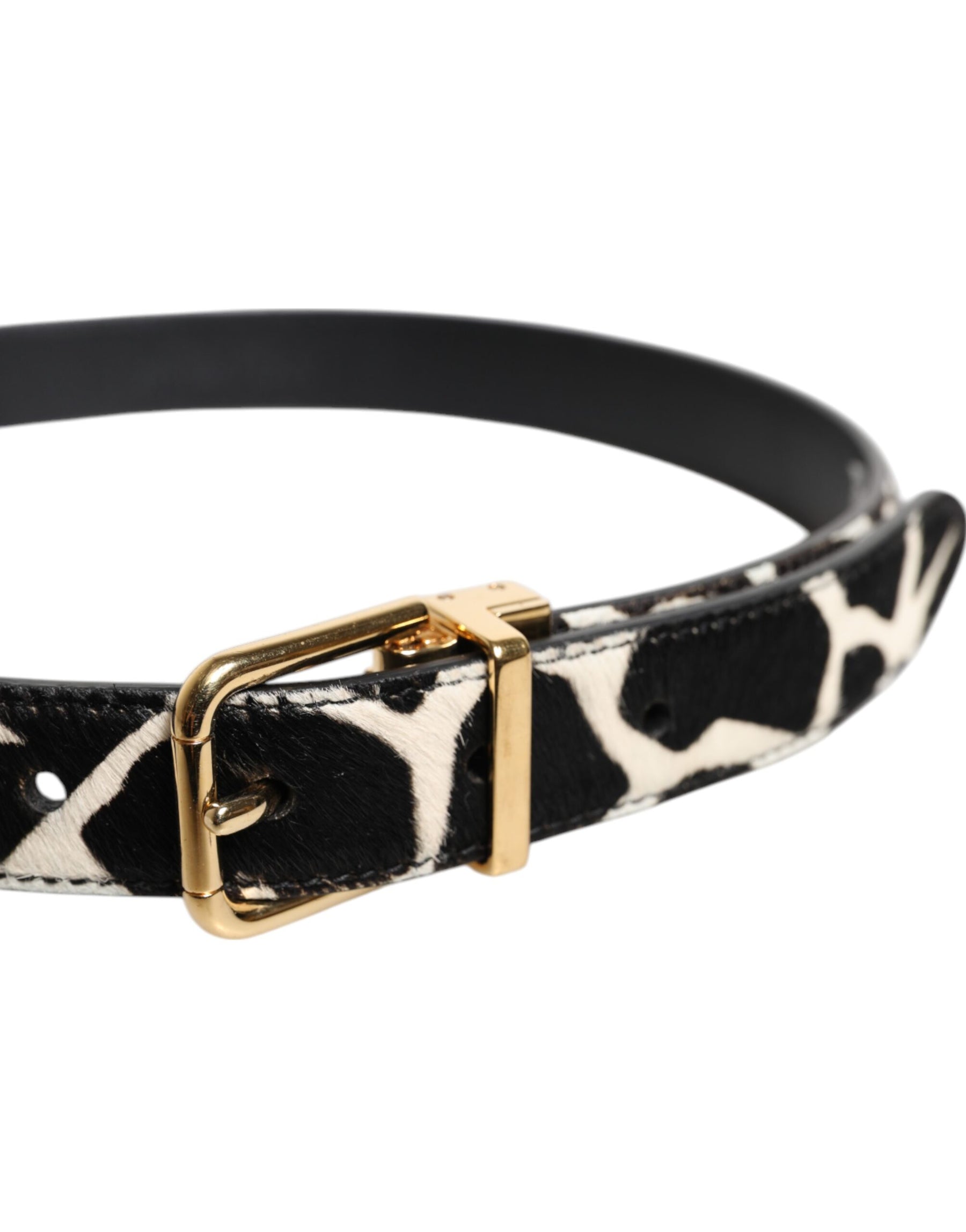Dolce & Gabbana Brown White Pony Leather Metal Buckle Belt | Regal Royce