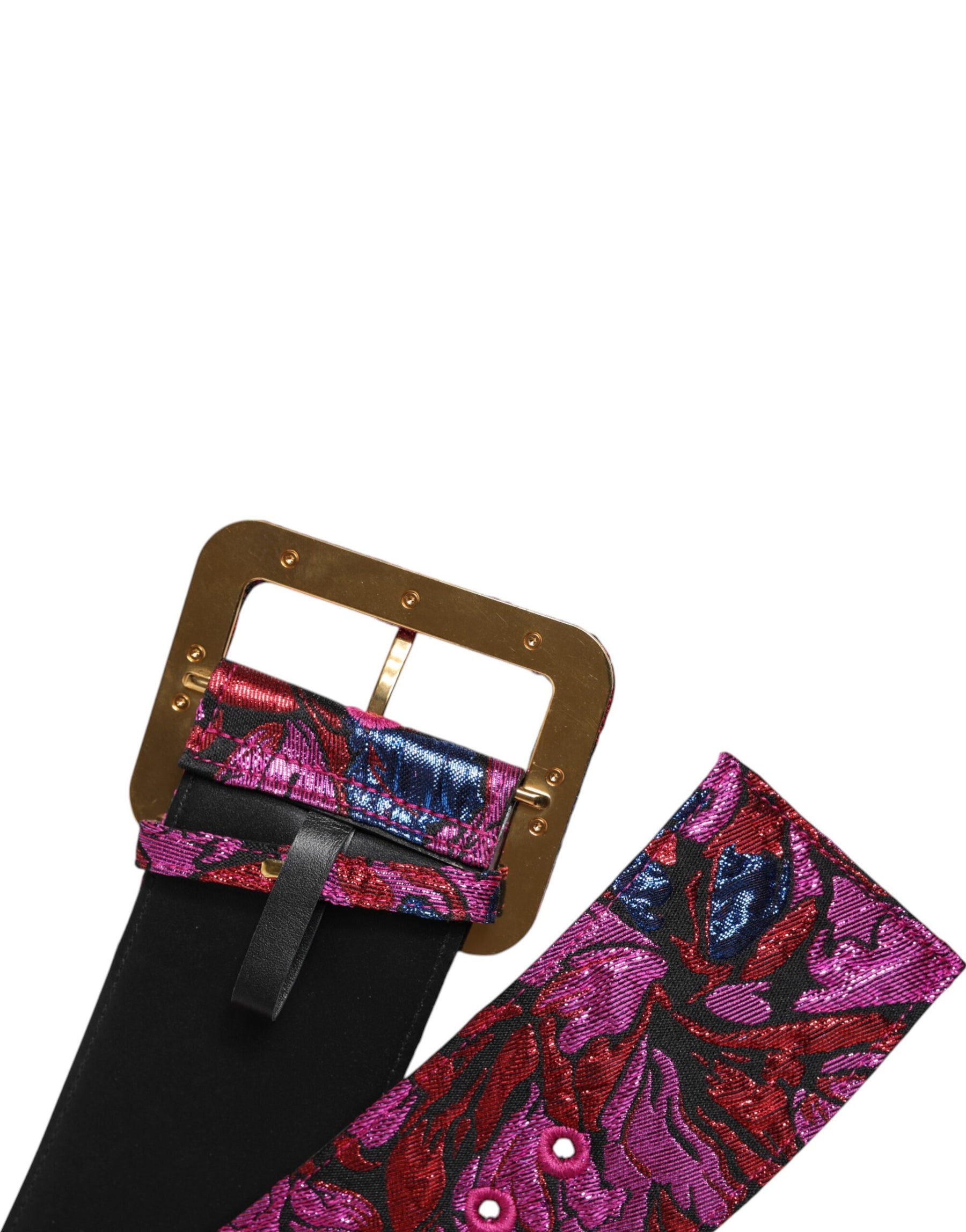 Dolce & Gabbana Multicolor Floral Jacquard Lurex Wide Waist Buckle Belt | Regal Royce