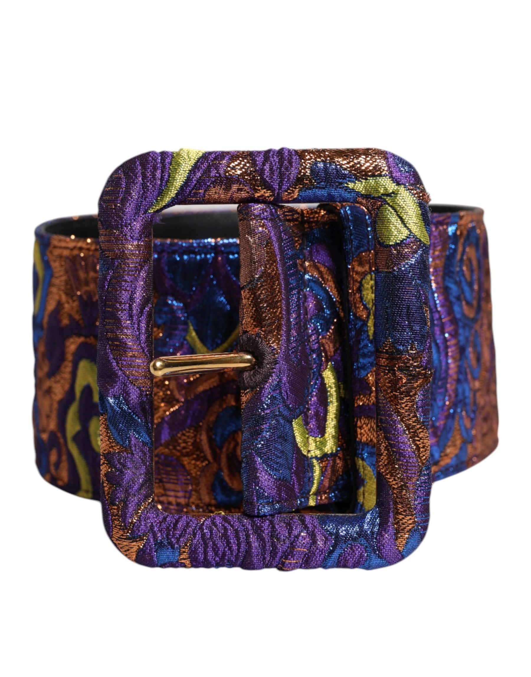 Dolce & Gabbana Multicolor Floral Jacquard Lurex Wide Waist Buckle Belt | Regal Royce