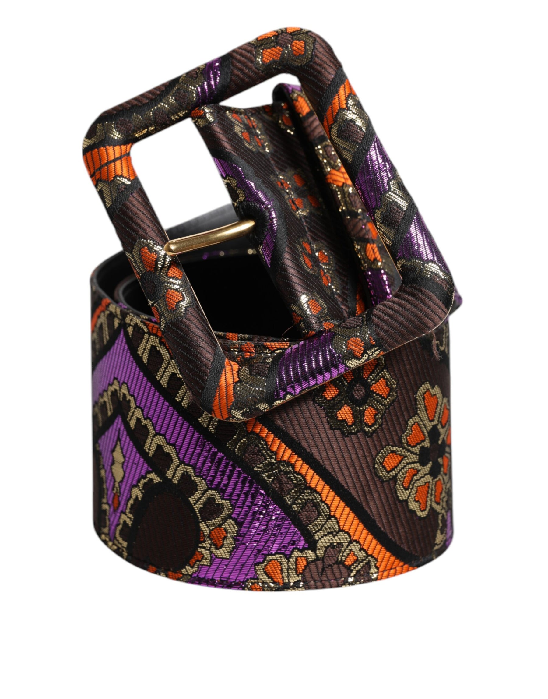 Dolce & Gabbana Multicolor Floral Jacquard Lurex Wide Waist Buckle Belt | Regal Royce
