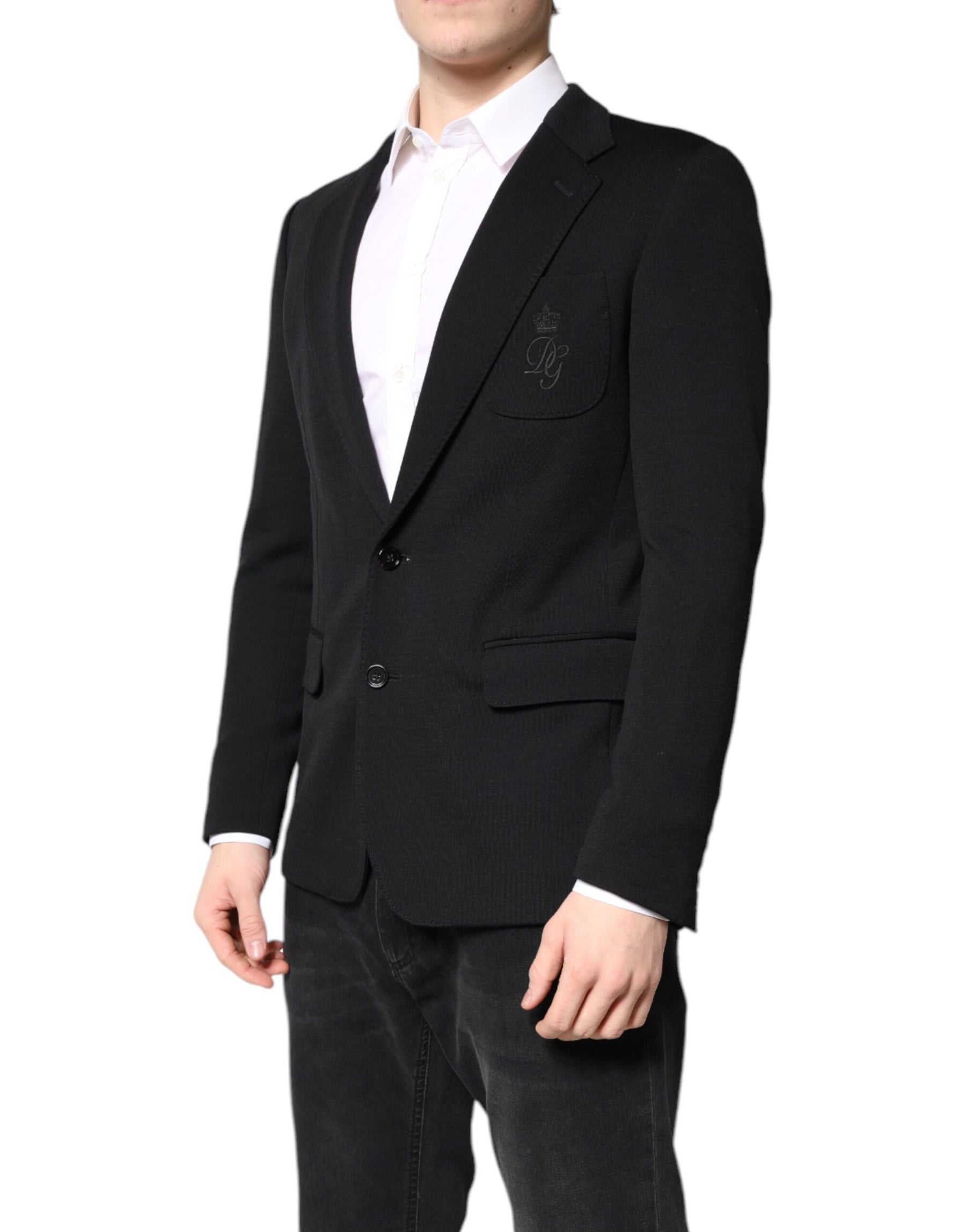 Dolce & Gabbana Black Wool Slim Fit Coat Blazer Jacket Suit | Regal Royce