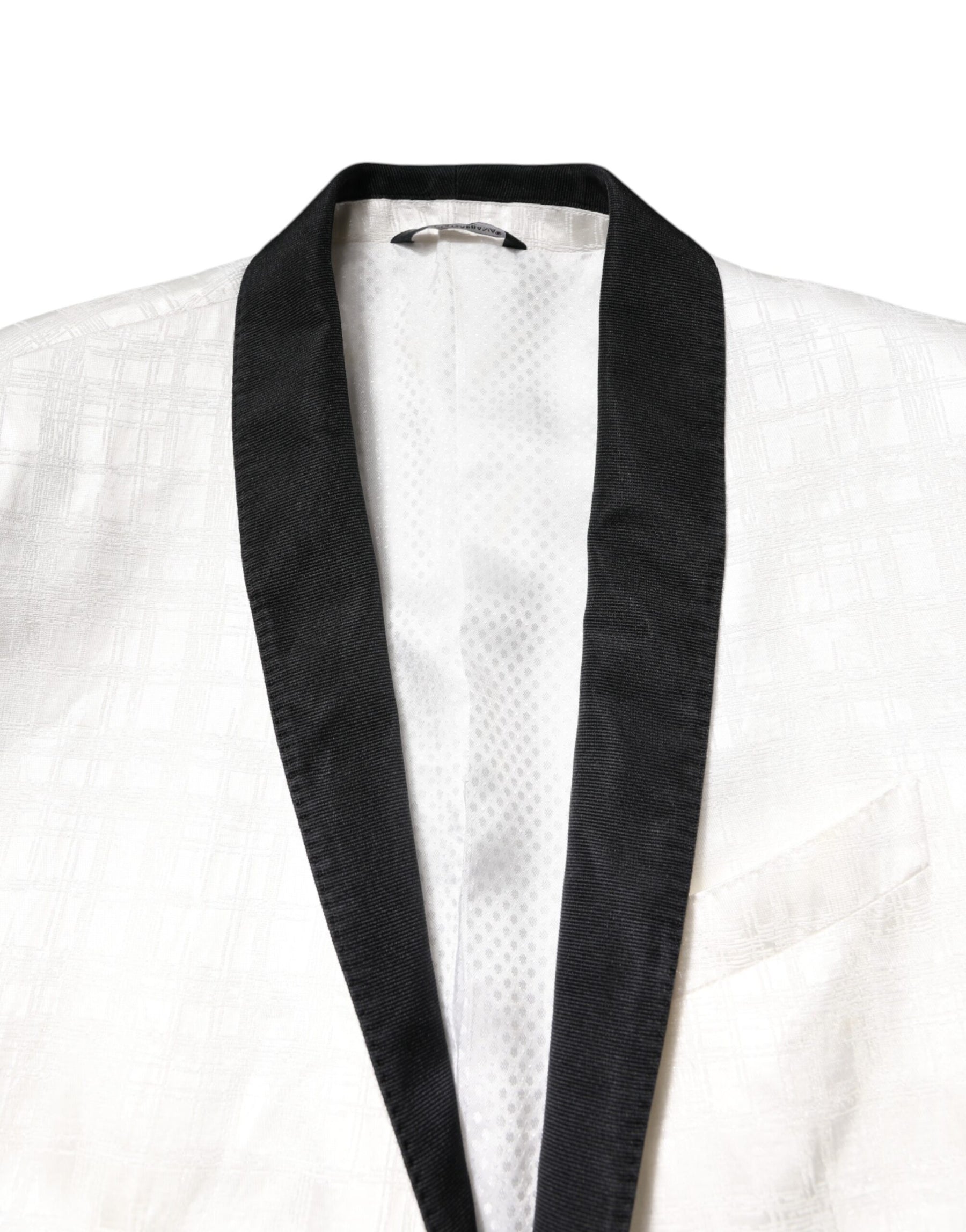 Dolce & Gabbana White Black Single Breasted Coat Blazer Suit | Regal Royce