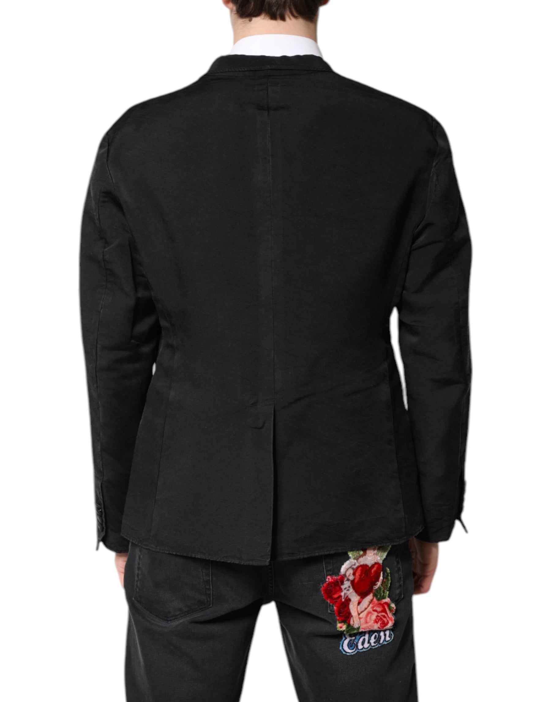 Dolce & Gabbana Black Silk Single Breasted Coat Blazer Suit | Regal Royce