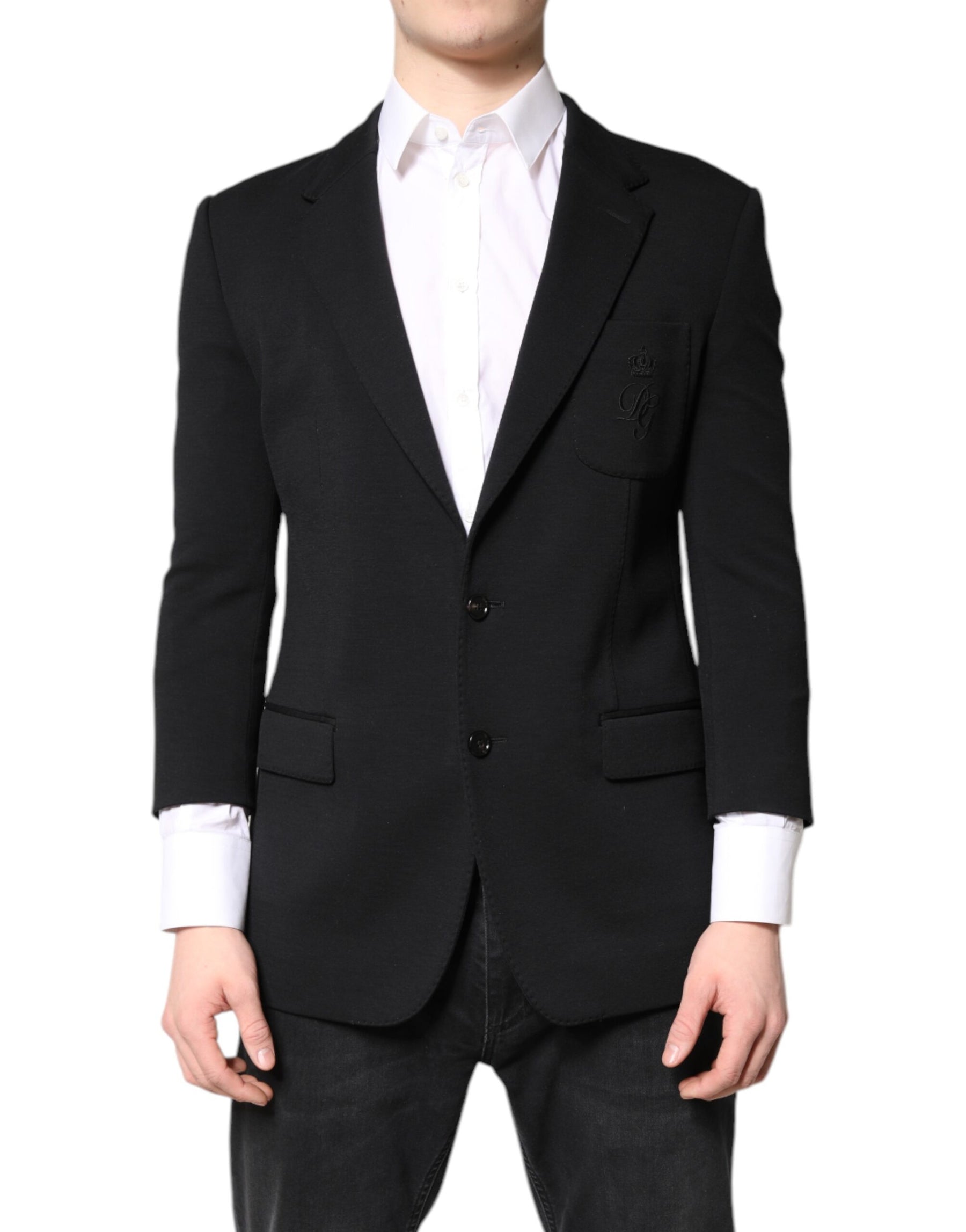 Dolce & Gabbana Black Single Breasted Men Coat Blazer Suit | Regal Royce