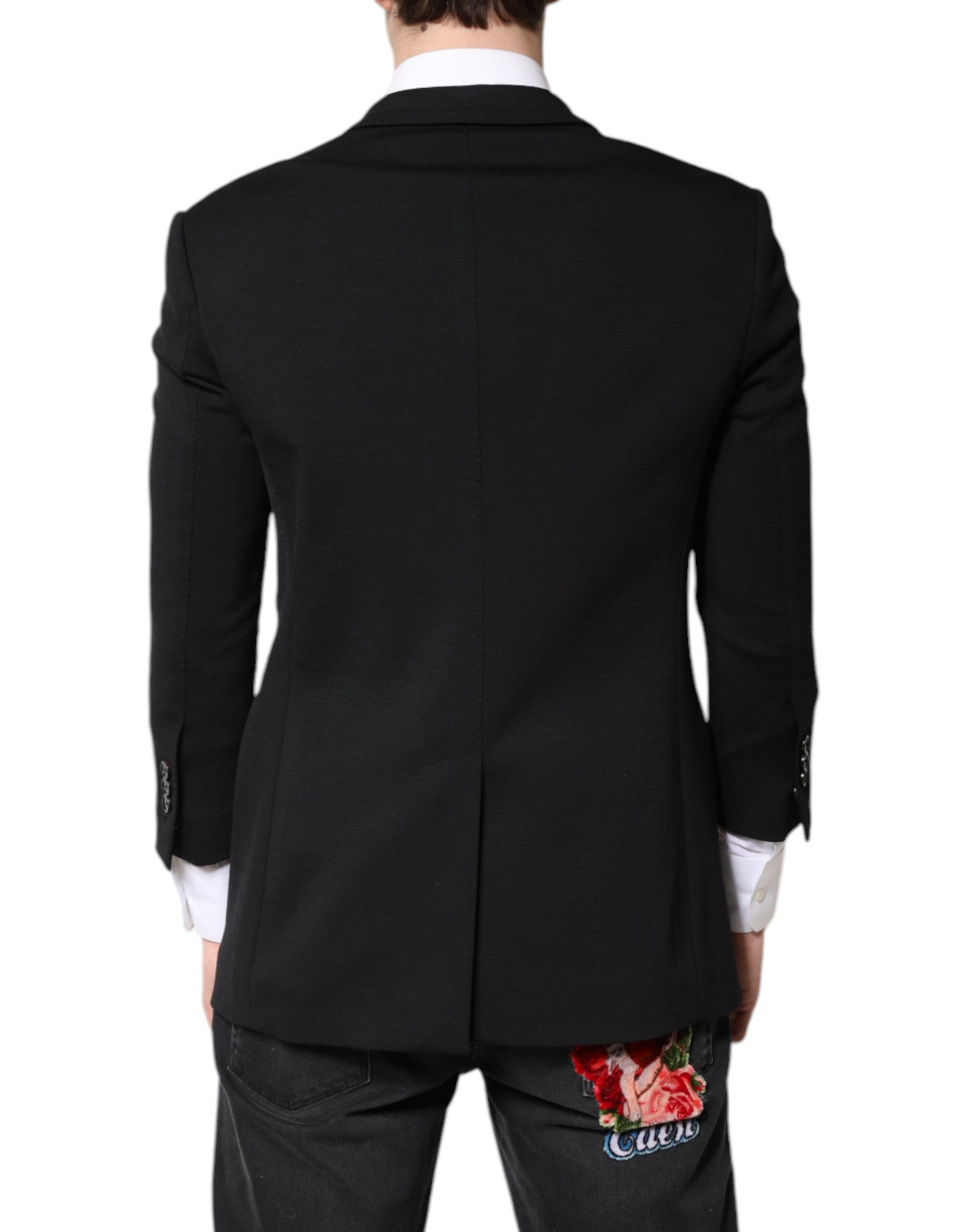 Dolce & Gabbana Black Single Breasted Men Coat Blazer Suit | Regal Royce