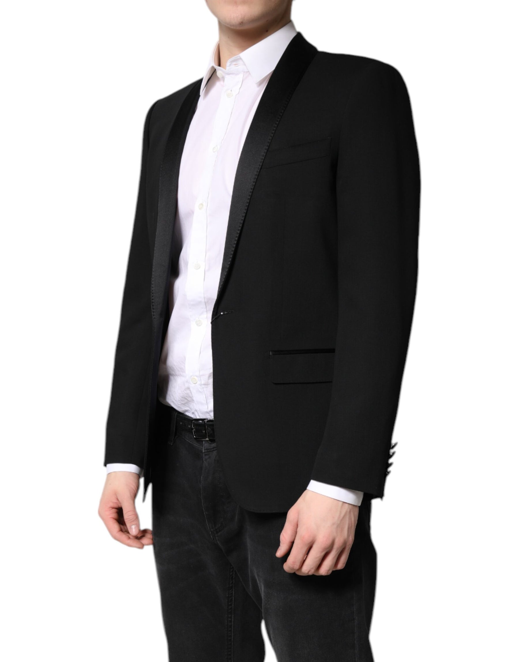 Dolce & Gabbana Black Single Breasted Men Coat MARTINI Blazer | Regal Royce