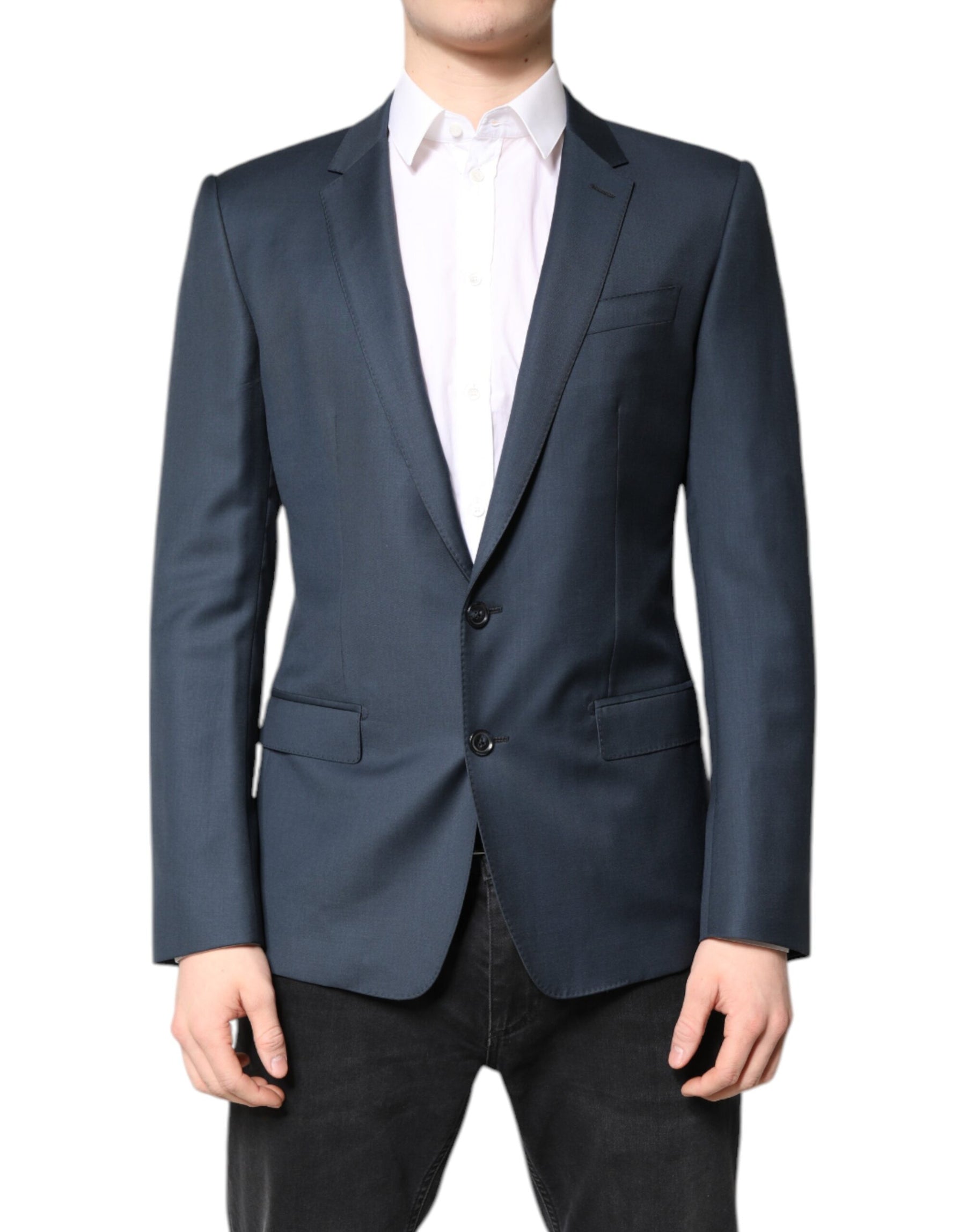Dolce & Gabbana Blue Single Breasted Men Coat MARTINI Blazer | Regal Royce