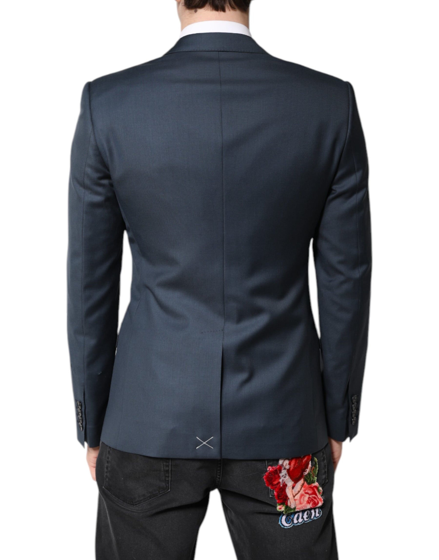 Dolce & Gabbana Blue Single Breasted Men Coat MARTINI Blazer | Regal Royce