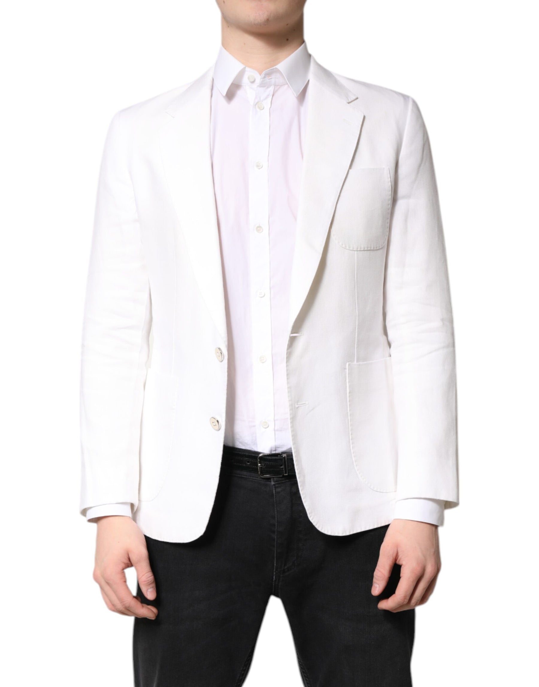Dolce & Gabbana White Single Breasted Men Coat Blazer Suit | Regal Royce
