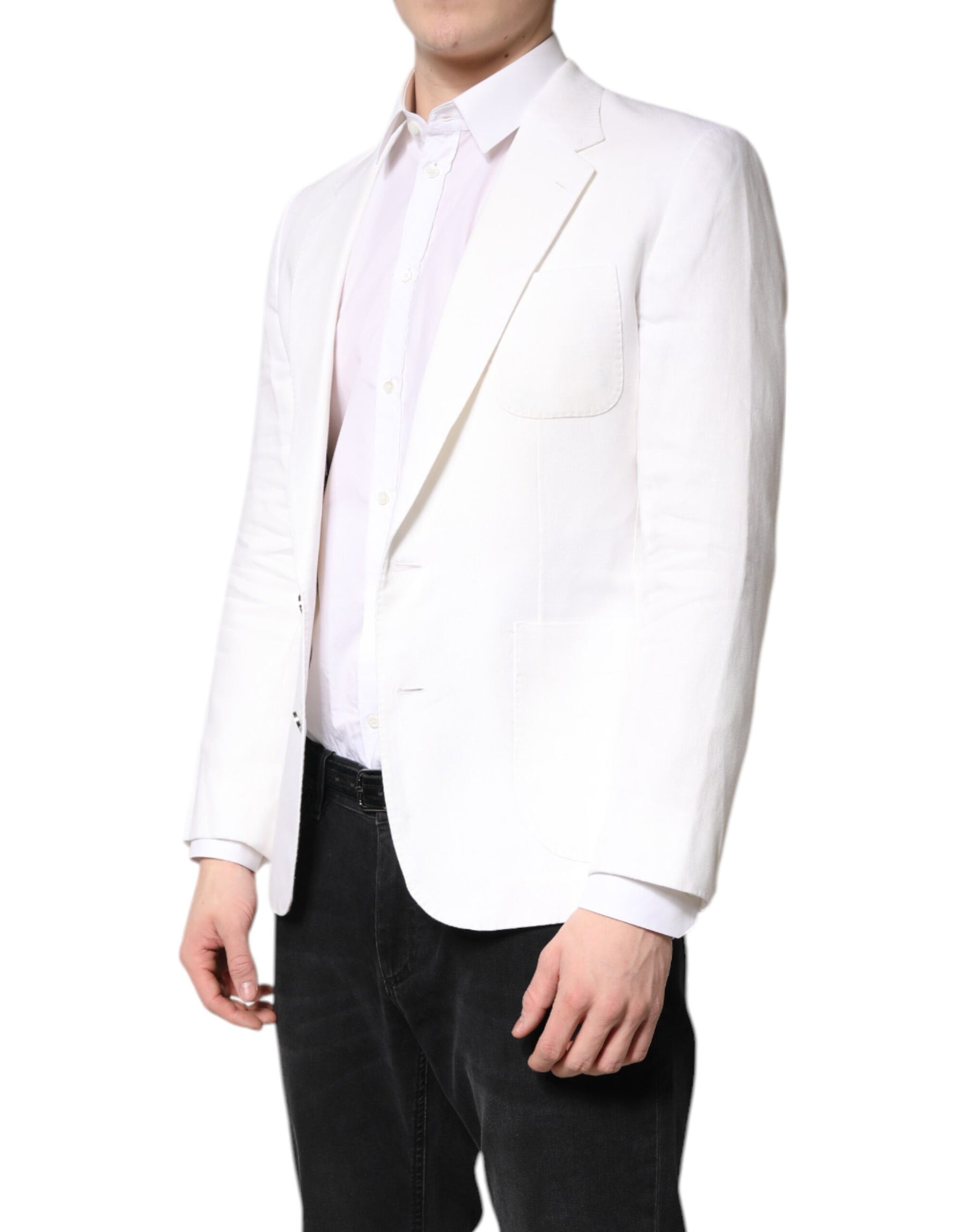 Dolce & Gabbana White Single Breasted Men Coat Blazer Suit | Regal Royce