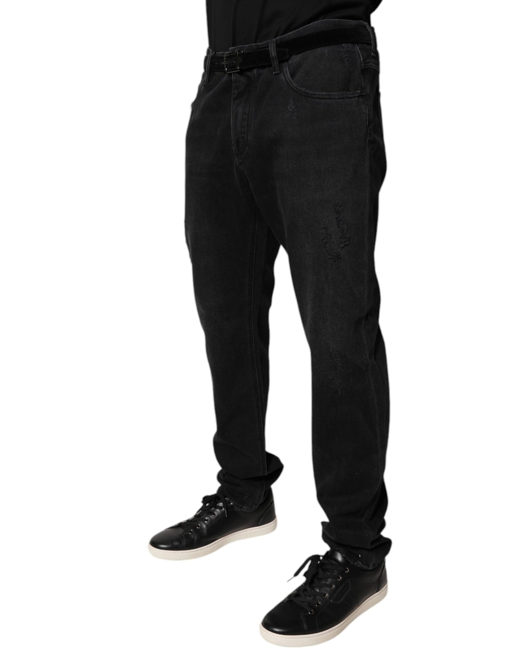 Dolce & Gabbana Black Cotton Skinny Men Denim Jeans | Regal Royce