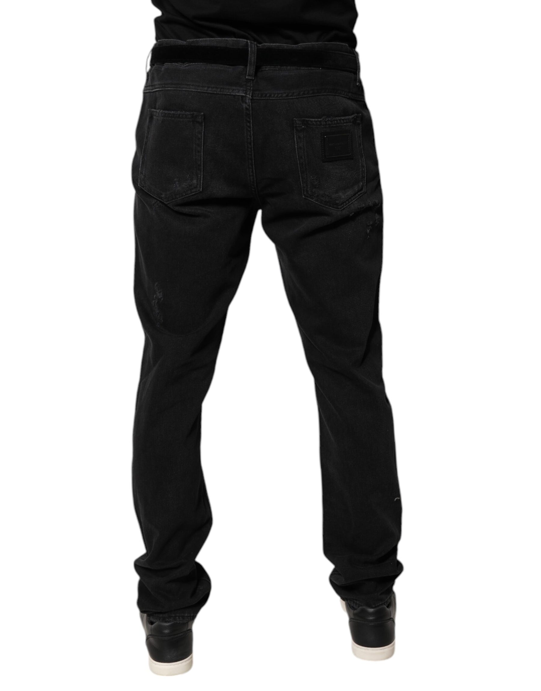 Dolce & Gabbana Black Cotton Skinny Men Denim Jeans | Regal Royce