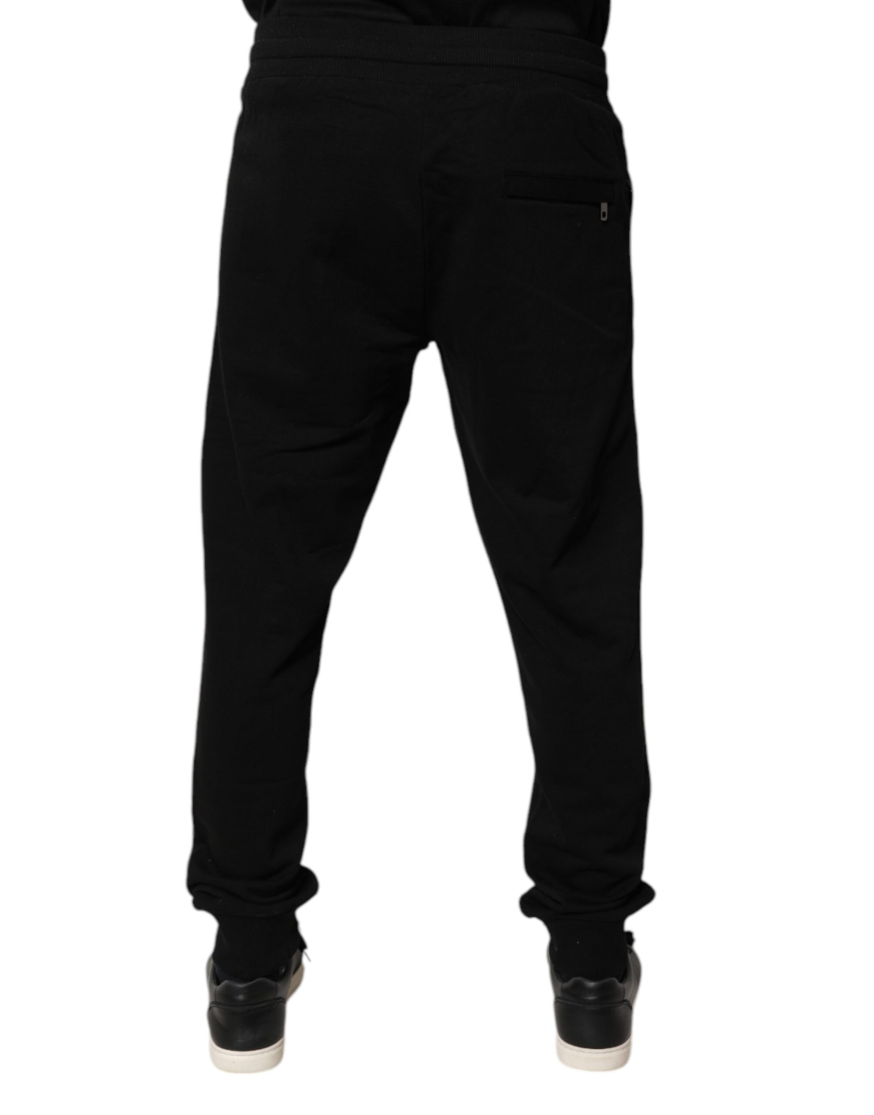 Dolce & Gabbana Black Cotton Mid Waist Jogger Sweatpants Pants | Regal Royce