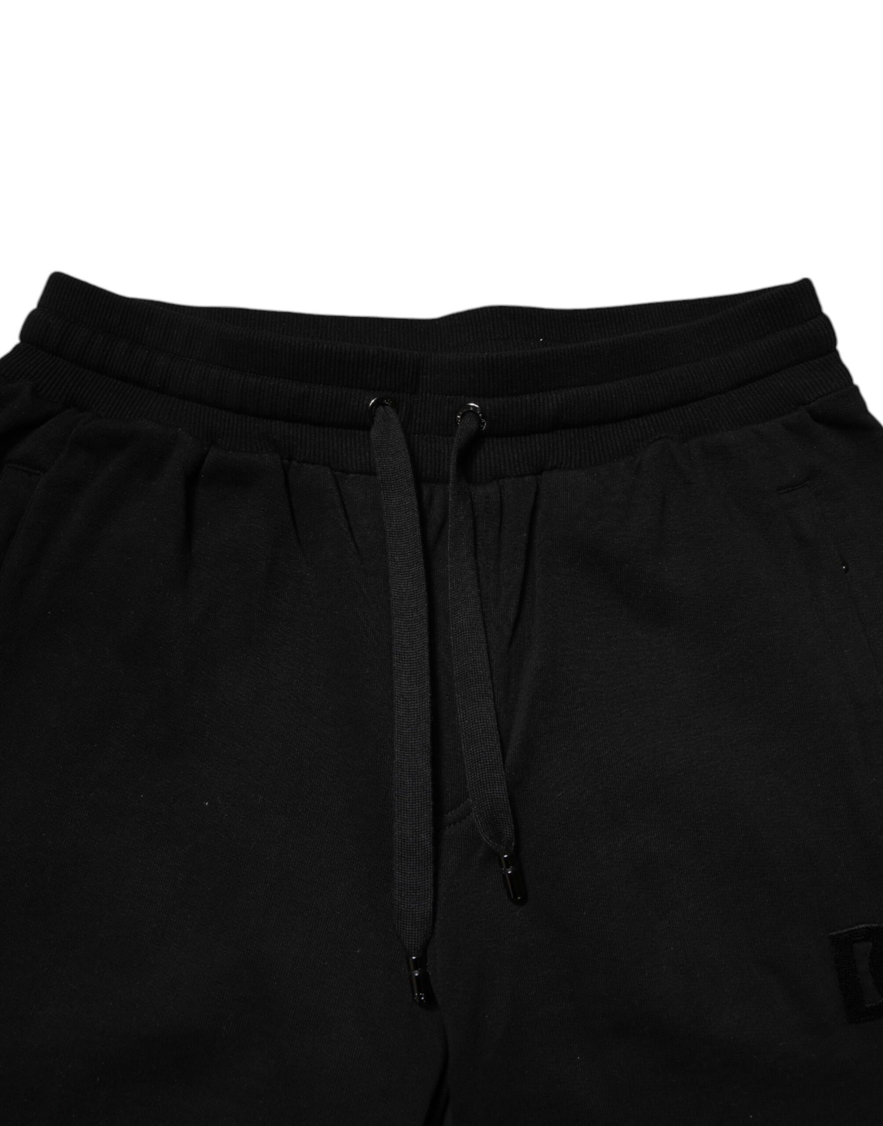 Dolce & Gabbana Black Cotton Mid Waist Jogger Sweatpants Pants | Regal Royce