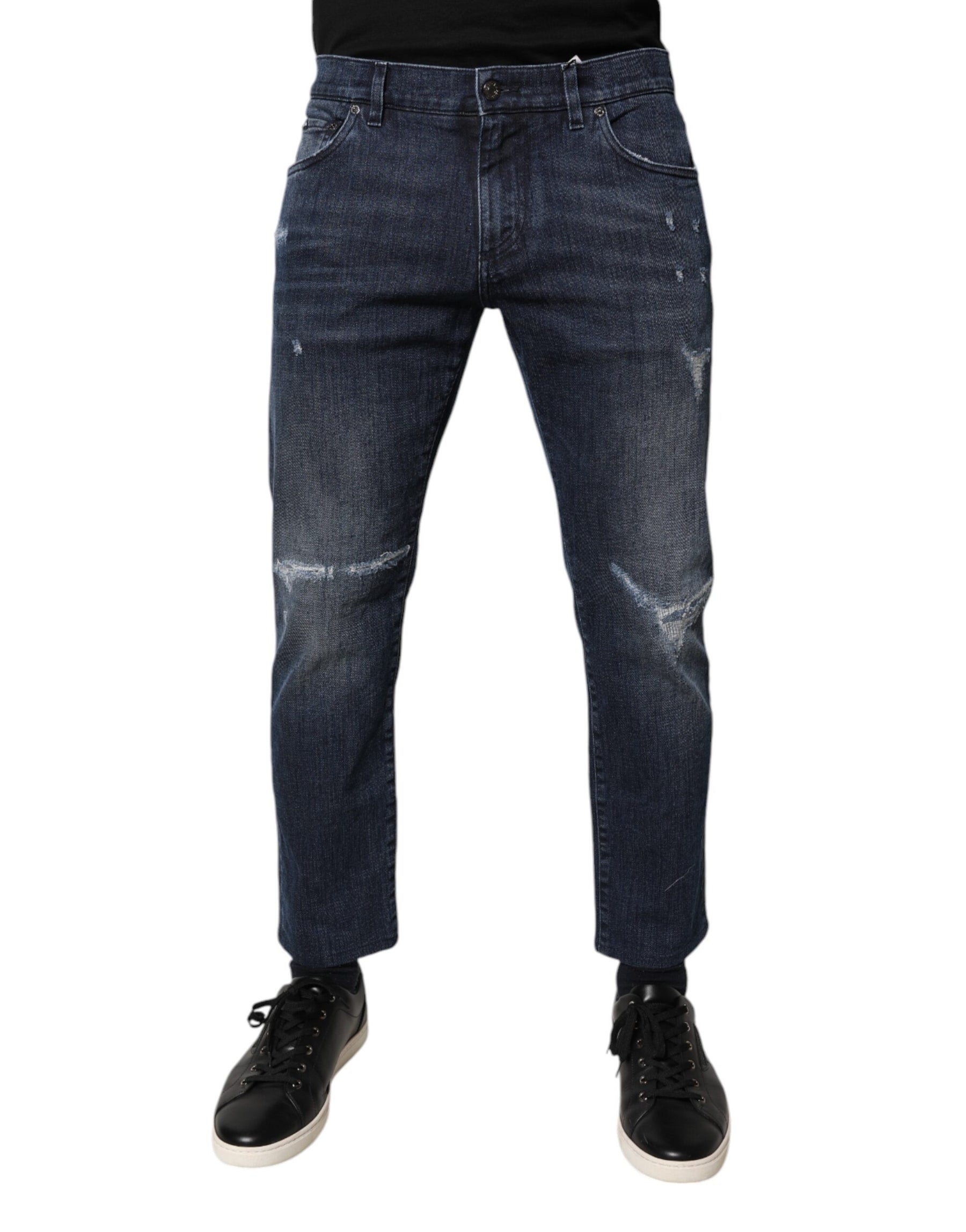 Dolce & Gabbana Blue Cotton Stretch Skinny Men Denim Jeans | Regal Royce