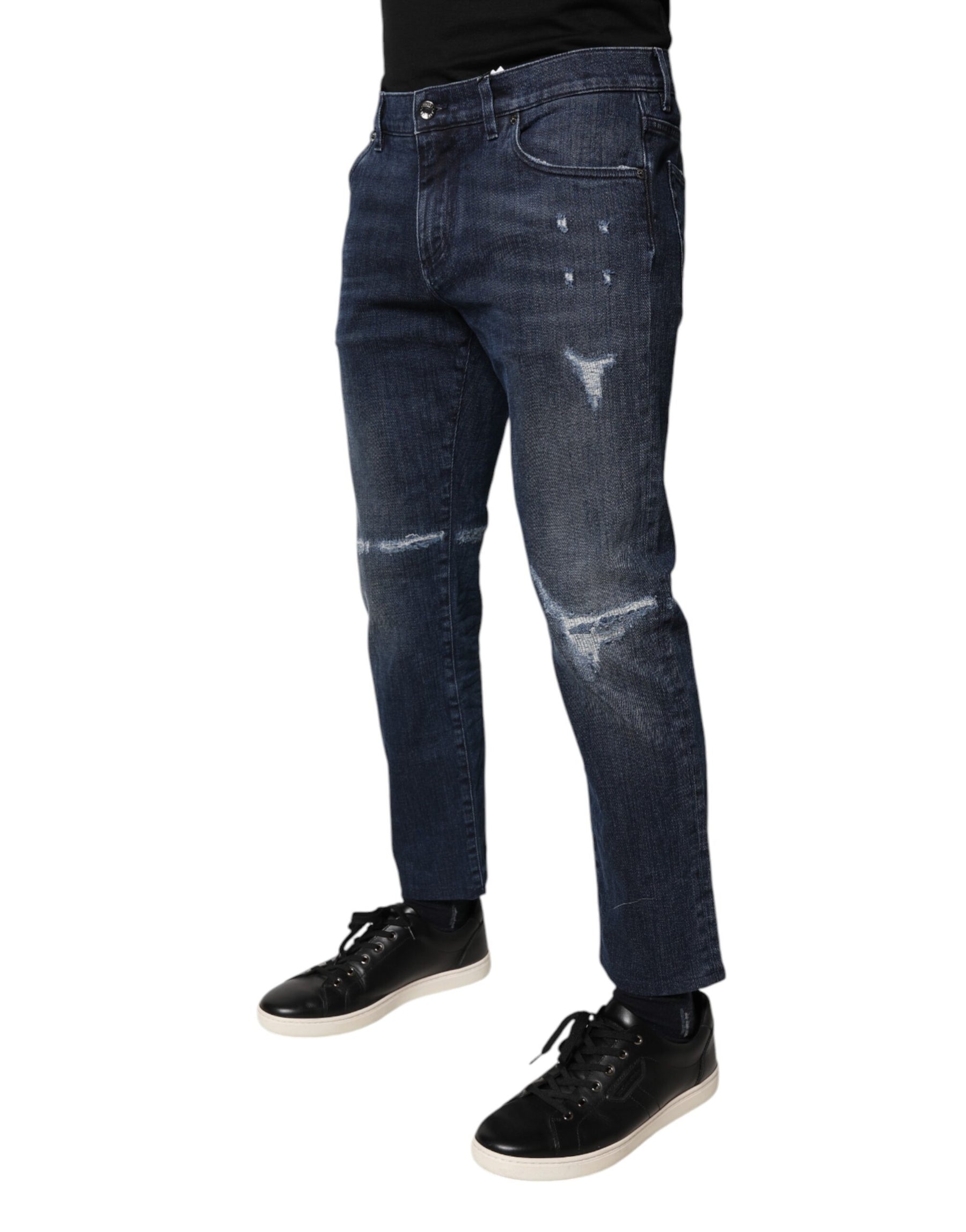 Dolce & Gabbana Blue Cotton Stretch Skinny Men Denim Jeans | Regal Royce