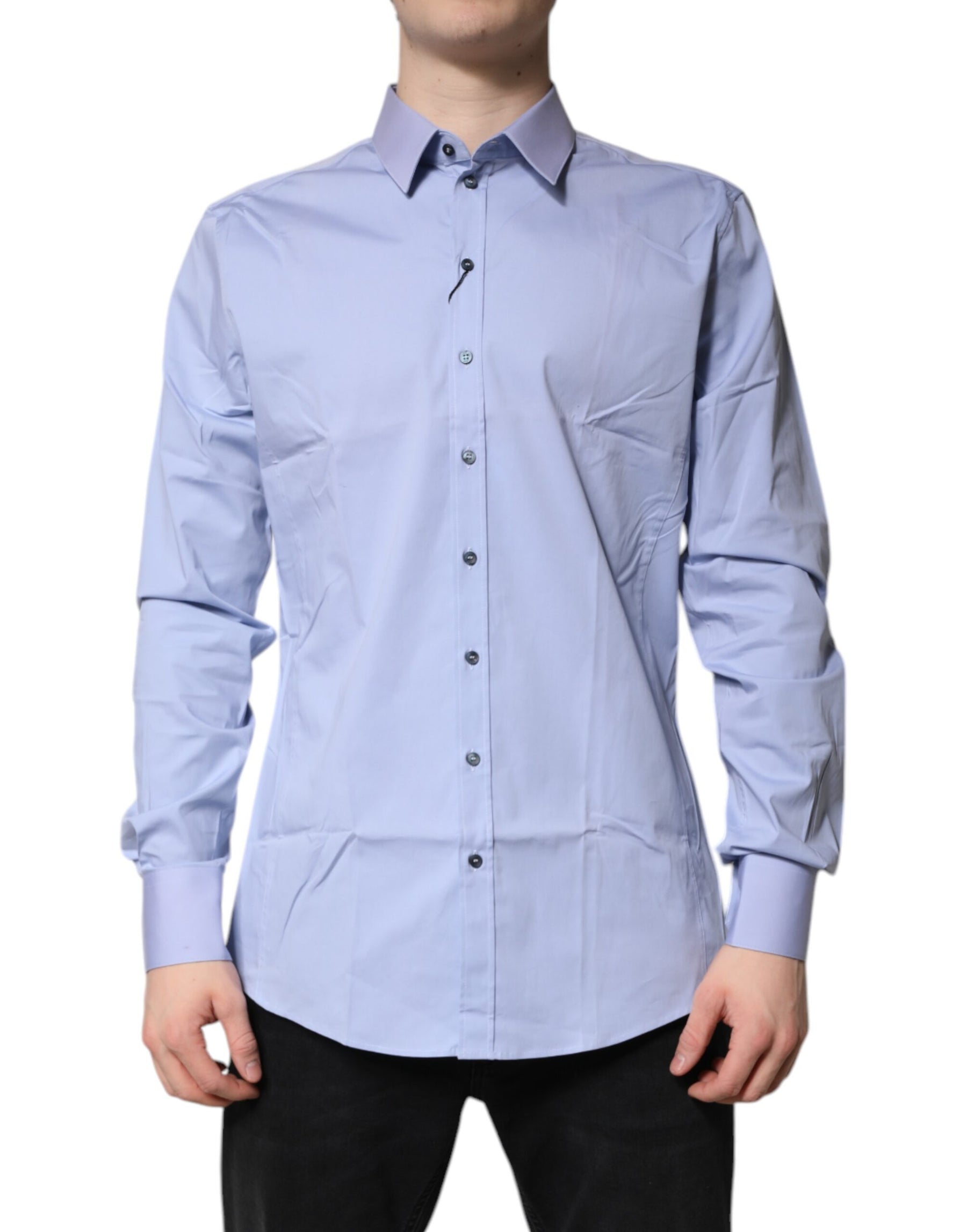 Dolce & Gabbana Light Blue Cotton SICILIA Dress Formal Shirt | Regal Royce