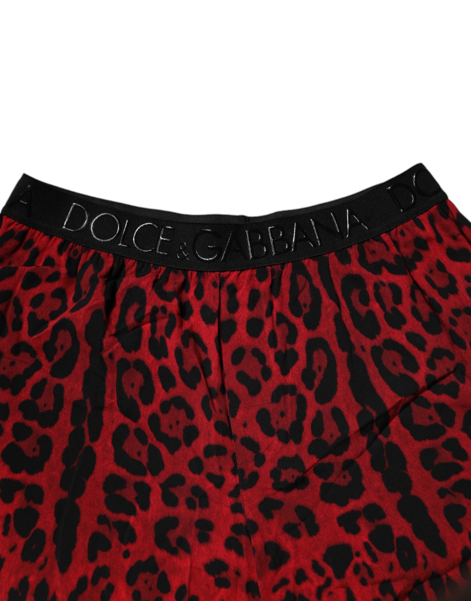 Dolce & Gabbana Red Leopard Print Viscose Bermuda Shorts | Regal Royce