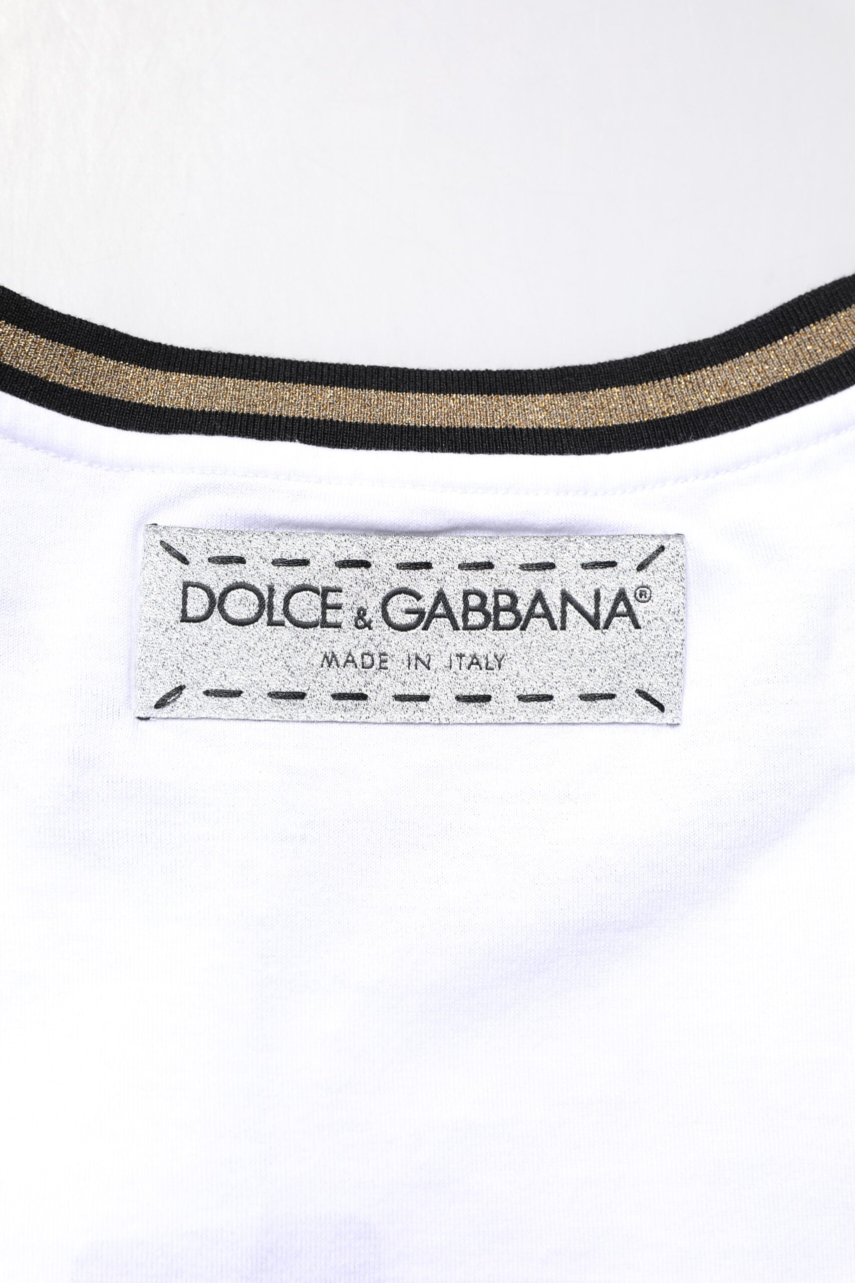 Dolce & Gabbana White Graphic Print Cotton Crew Neck T-shirt | Regal Royce