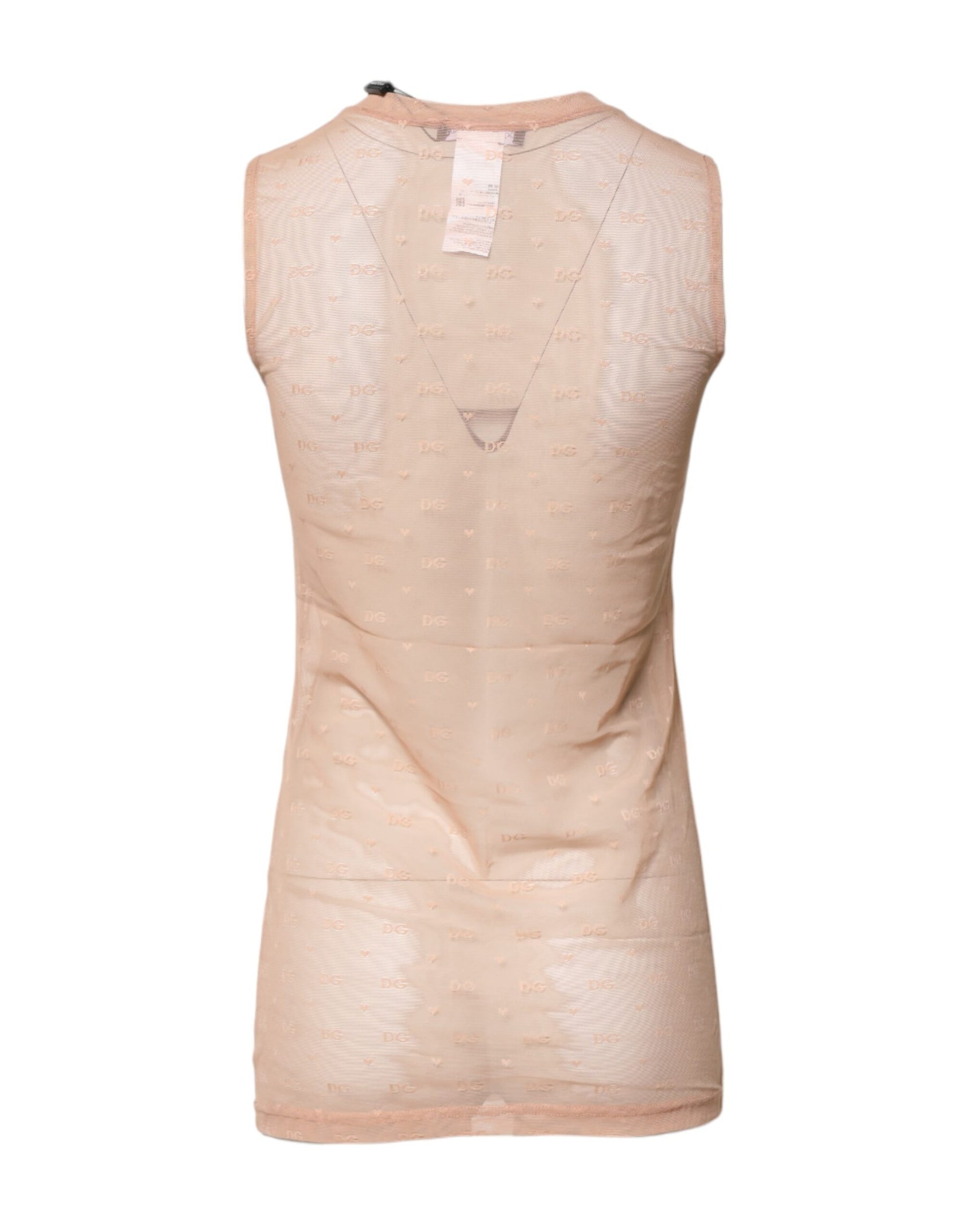 Dolce & Gabbana Beige Nylon Logo Monogram Sleeveless Tank Top | Regal Royce