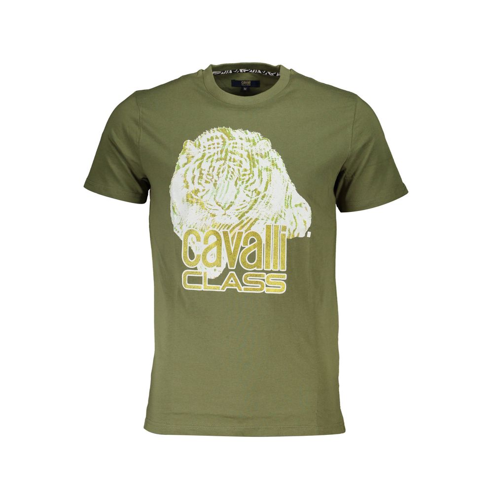 Cavalli Class Verde Cotton Men T-Shirt | Regal Royce