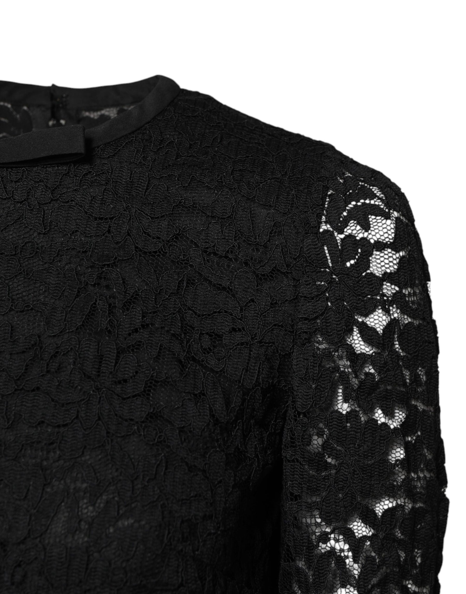 Dolce & Gabbana Black Lace STAFF Crew Neck Long Sleeves Top | Regal Royce