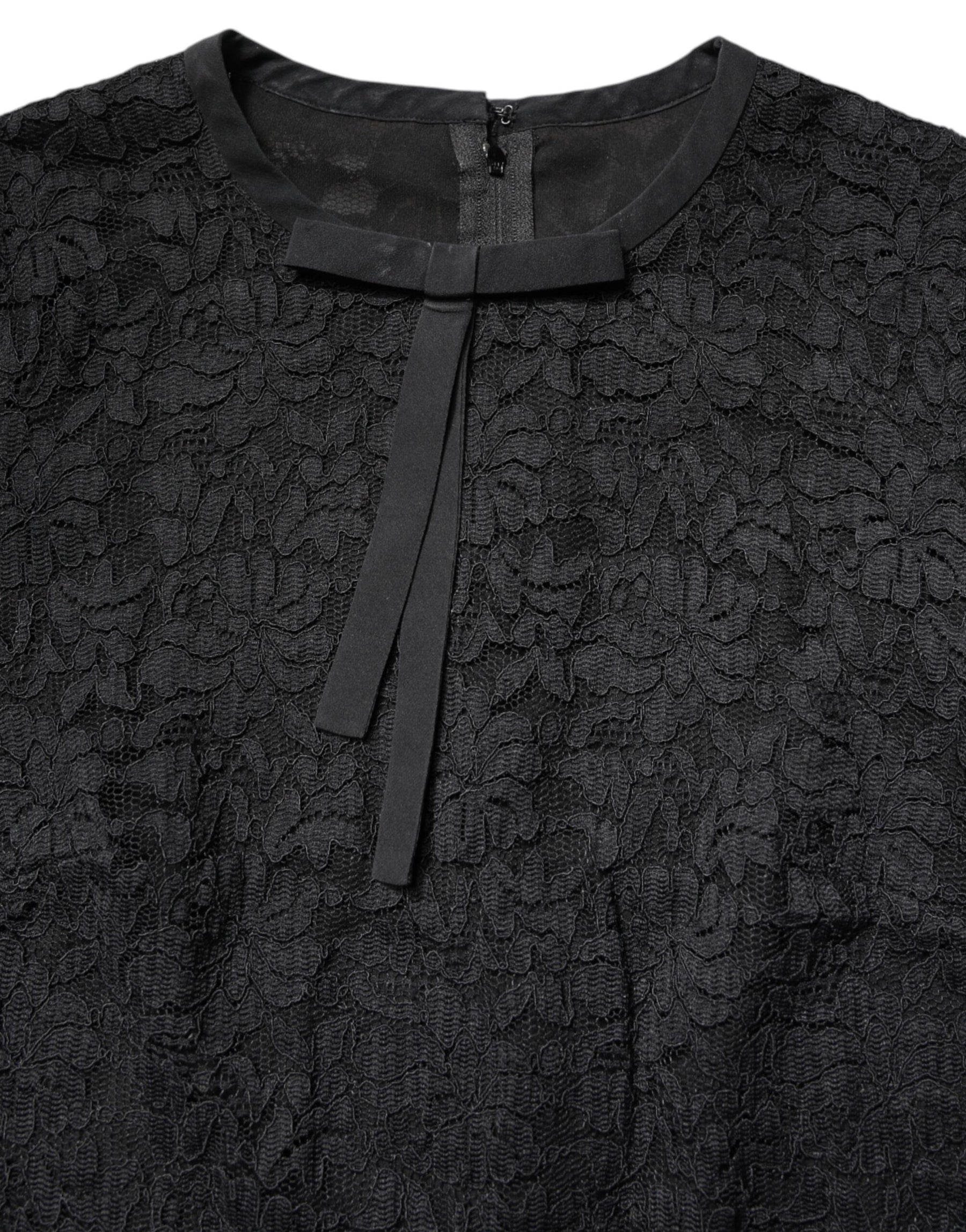 Dolce & Gabbana Black Lace STAFF Crew Neck Long Sleeves Top | Regal Royce