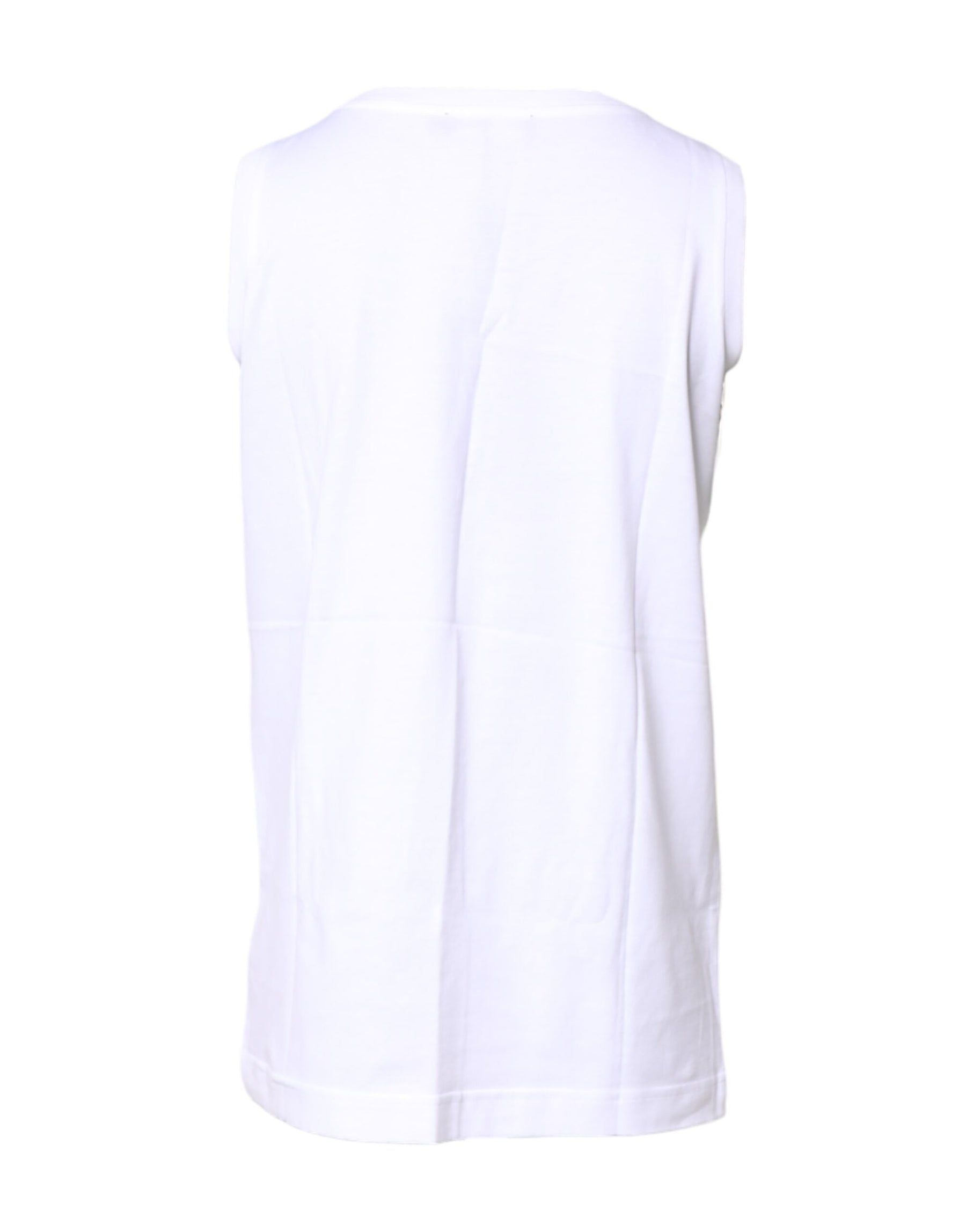 Dolce & Gabbana White Cotton Sleeveless Crew Neck T-shirt | Regal Royce