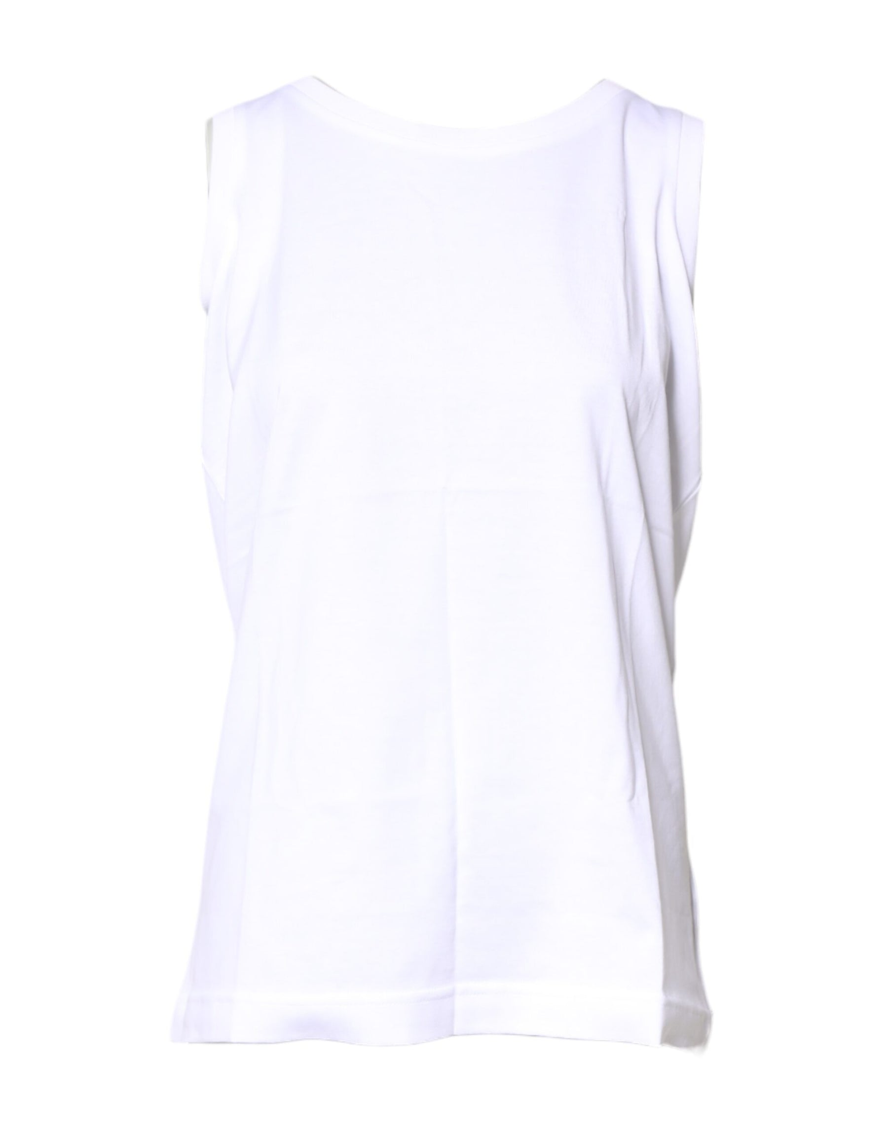 Dolce & Gabbana White Cotton Sleeveless Crew Neck T-shirt | Regal Royce