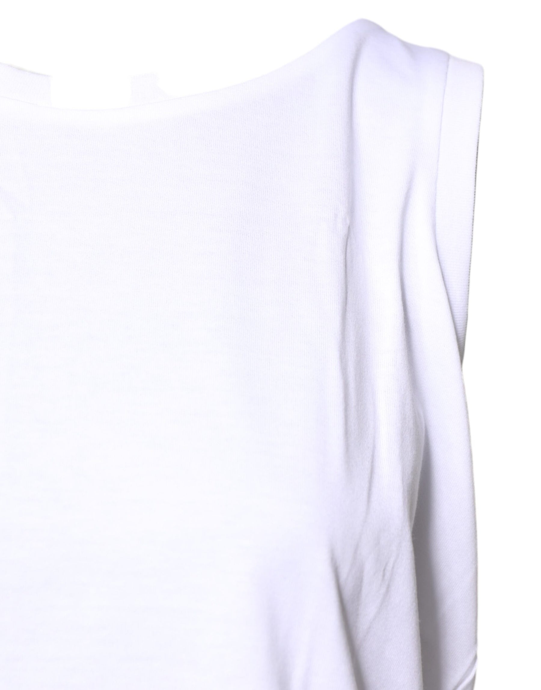 Dolce & Gabbana White Cotton Sleeveless Crew Neck T-shirt | Regal Royce