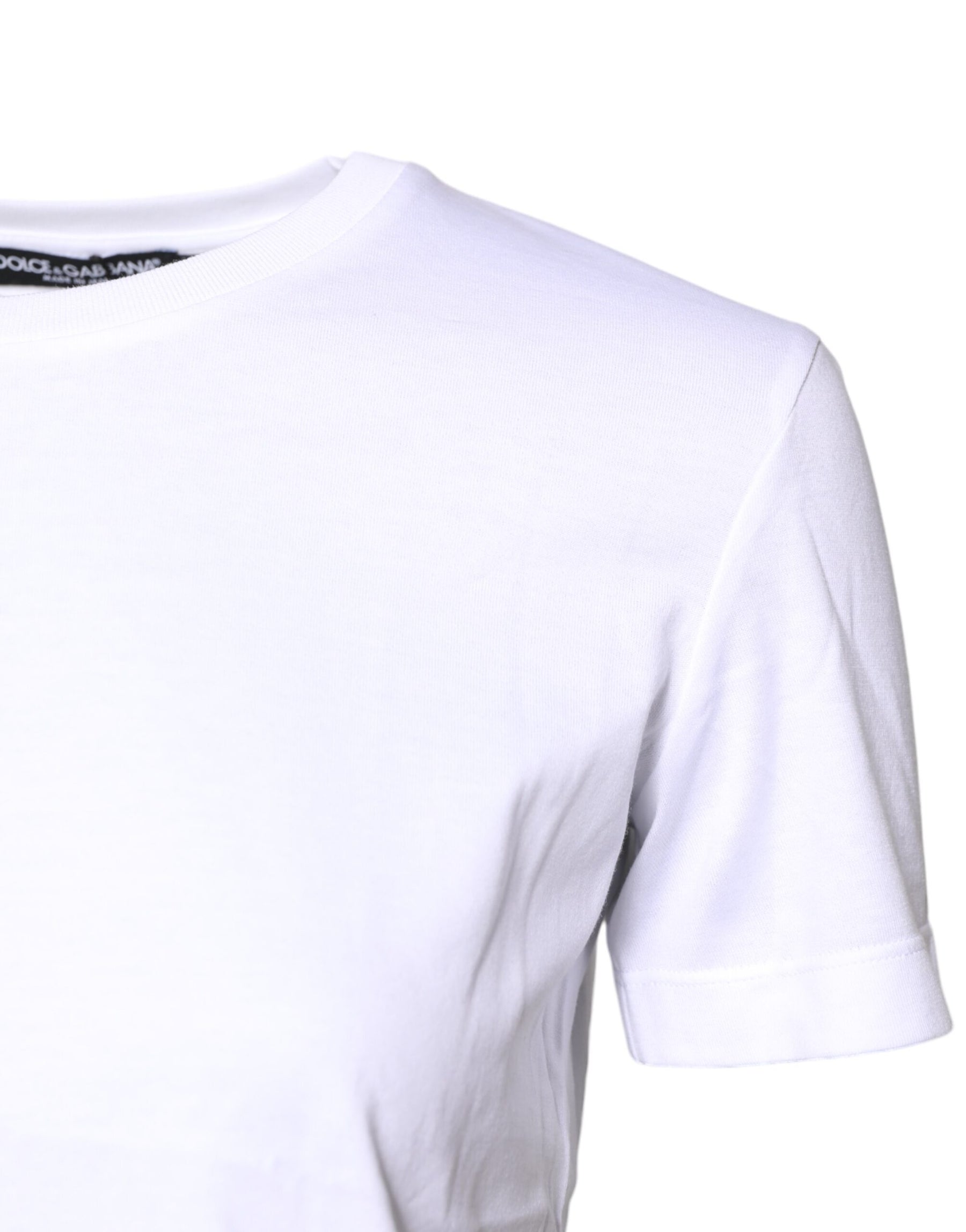Dolce & Gabbana White Cotton Crew Neck Short Sleeves T-shirt | Regal Royce