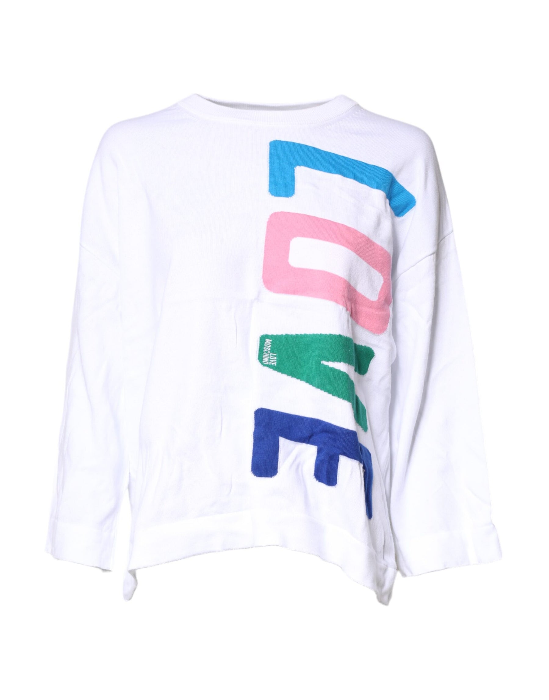 Love Moschino White Graphic Print Cotton Long Sleeves T-shirt | Regal Royce